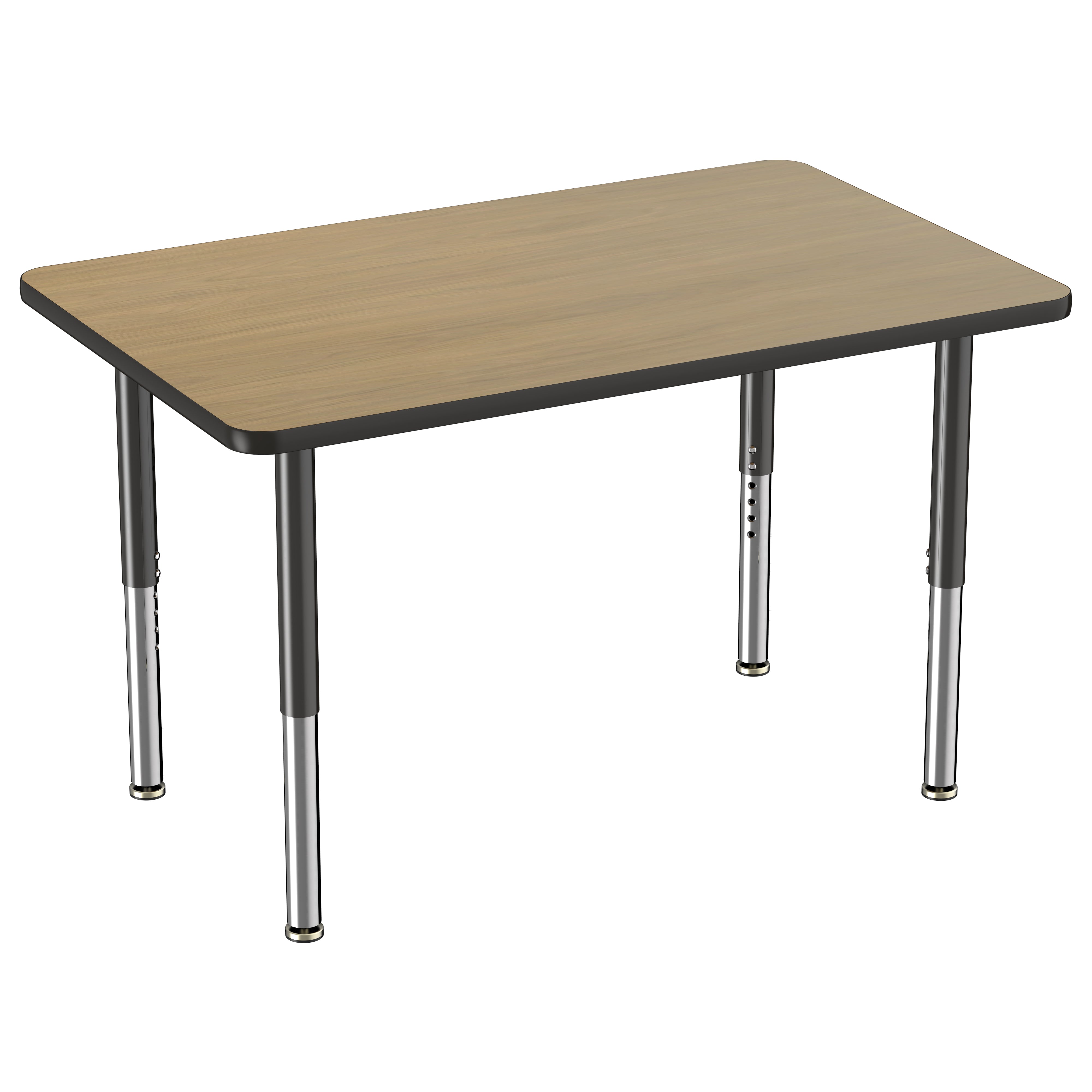 30" x 48" Rectangle T-Molding Activity Table with Adjustable Super Legs - Pasadena Oak/Black