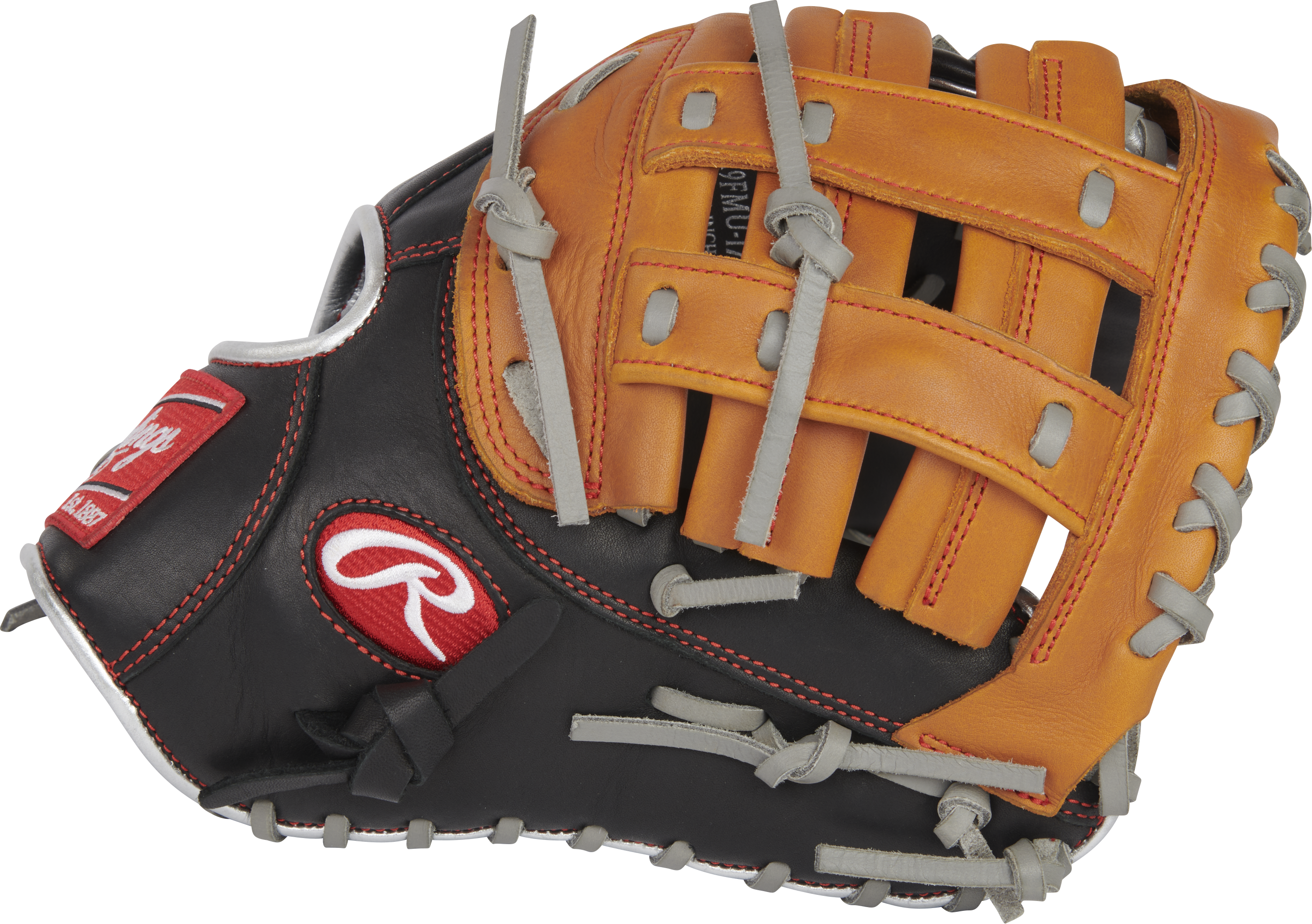 Rawlings R9 Baseball Contour Series First Base Mitt 12-Inch Baseball Glove  - Right Hand Thrower - Black/Tan