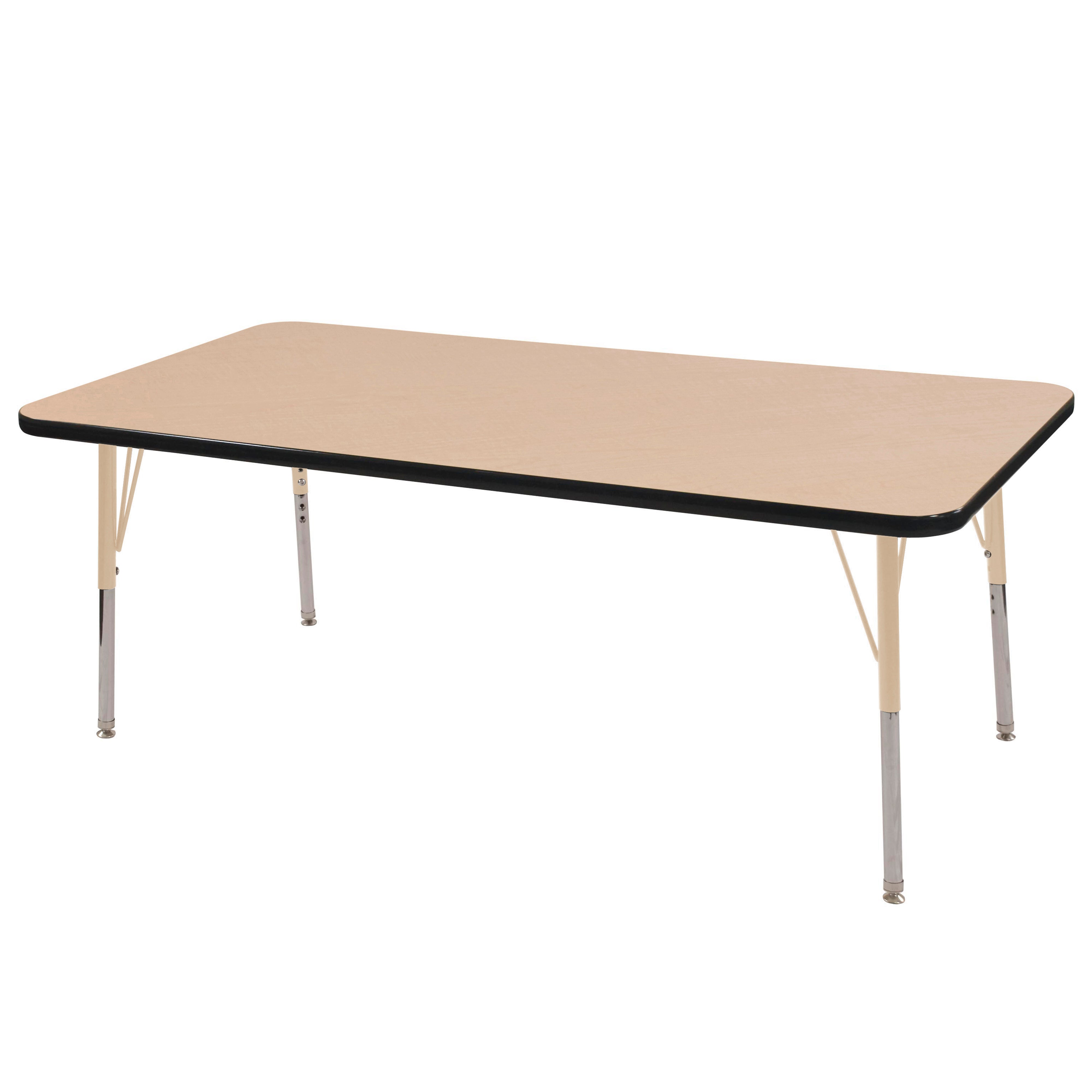 24" x 60" Rectangle T-Molding Activity Table with Adjustable Standard Swivel Glide Legs - Maple/Black/Sand