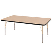24" x 60" Rectangle T-Molding Activity Table with Adjustable Standard Swivel Glide Legs - Maple/Black/Sand