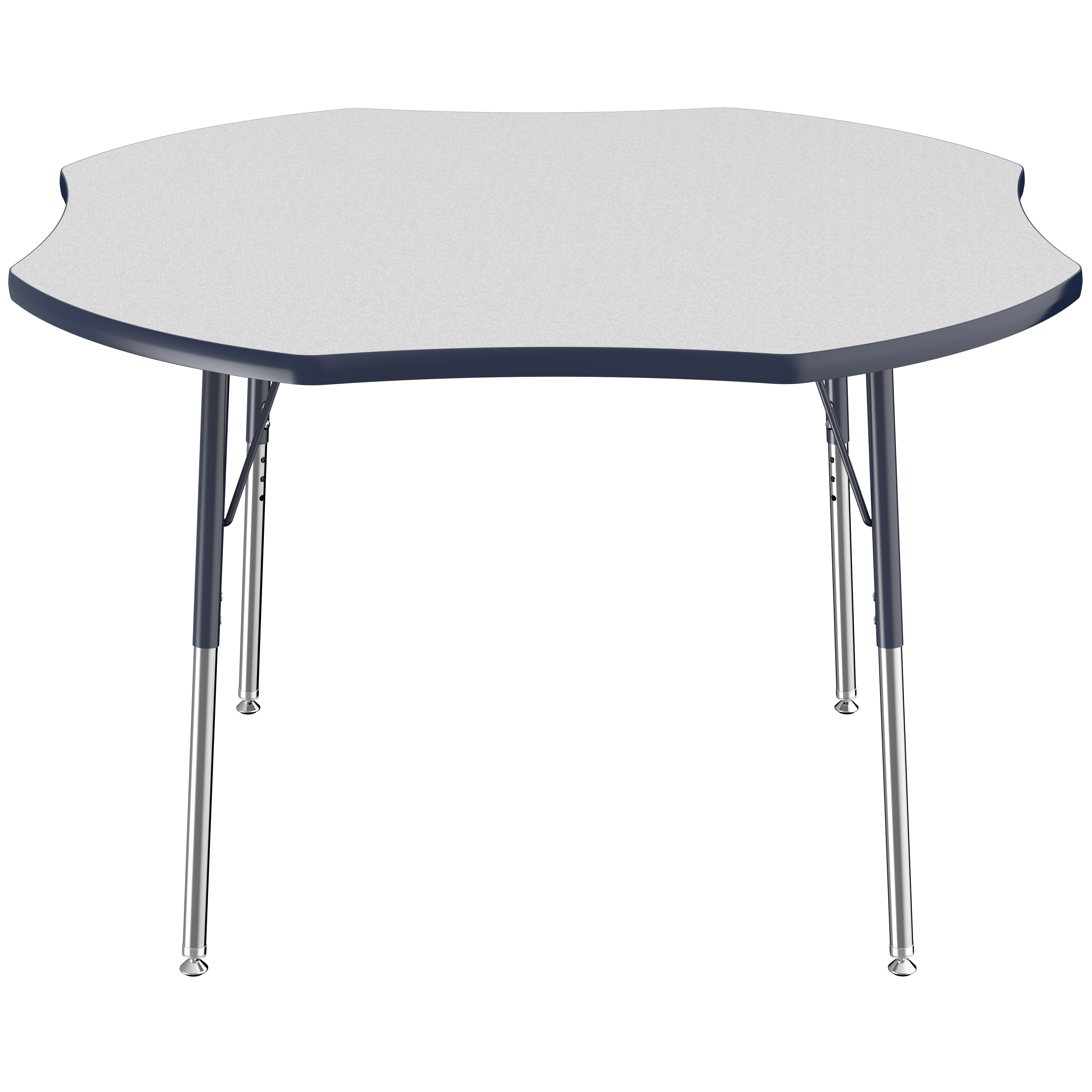 48" x 48" Clover T-Molding Activity Table with Adjustable Standard Swivel Glide Legs - Gray/Navy