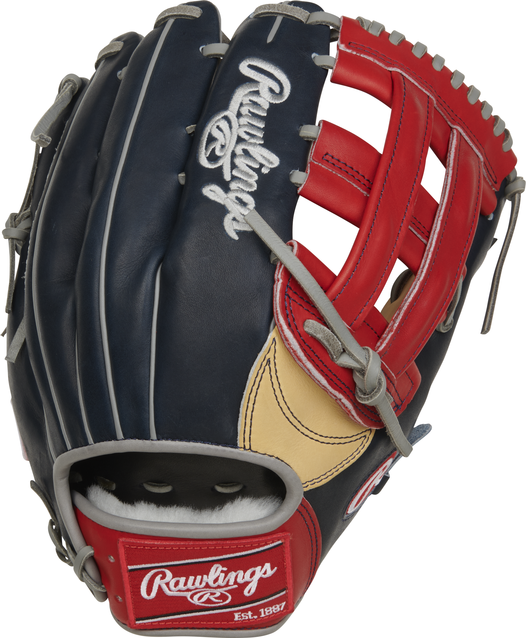 Rawlings Pro Preferred Series Ronald Acuna Jr. Gameday Pattern 12.75-Inch Baseball Glove - Right Hand Thrower - Camel/Navy