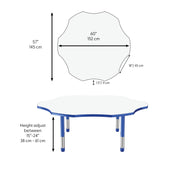 60" x 60" Flower Dry-Erase Activity Table with Adjustable Chunky Legs - Whiteboard/Blue