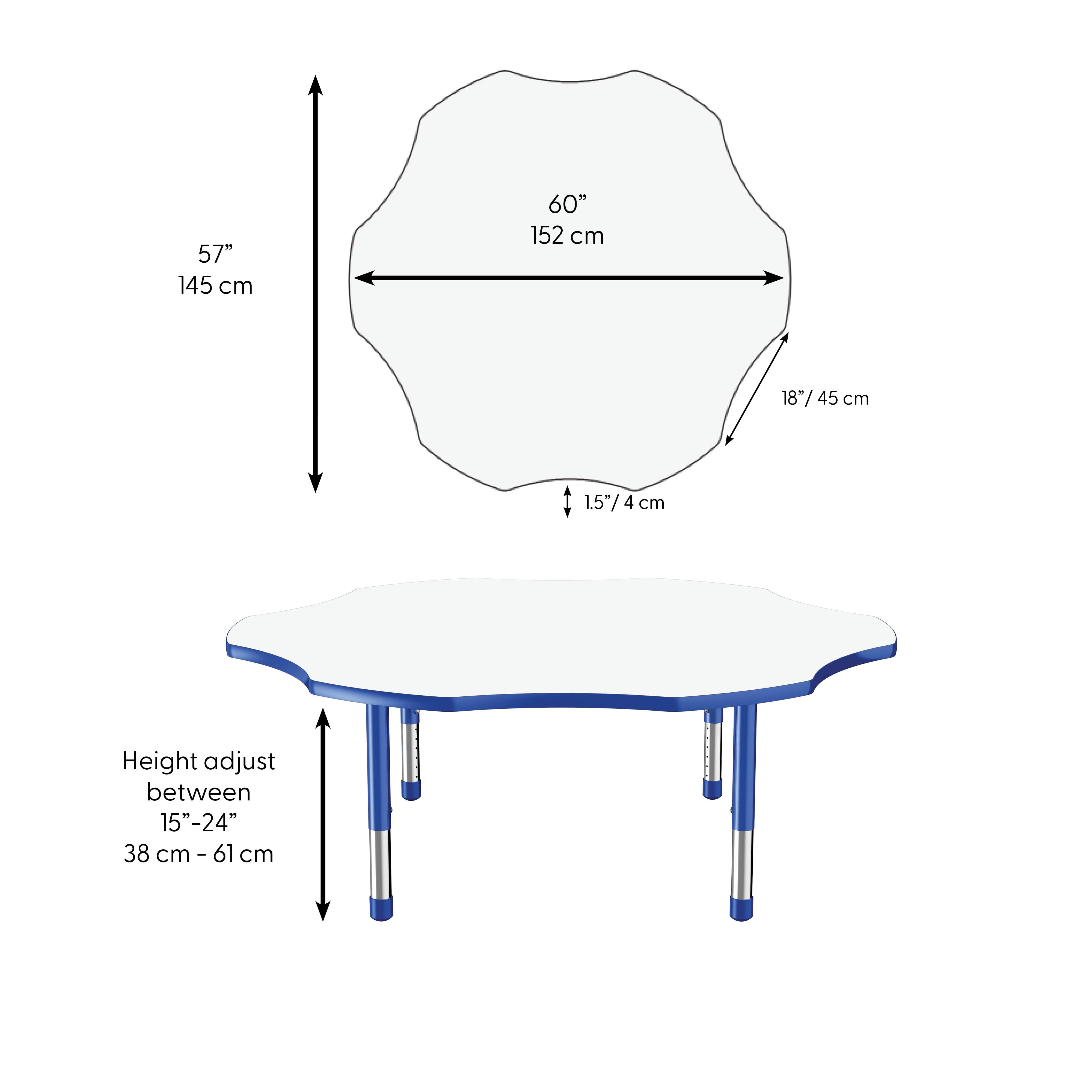 60" x 60" Flower Dry-Erase Activity Table with Adjustable Chunky Legs - Whiteboard/Blue