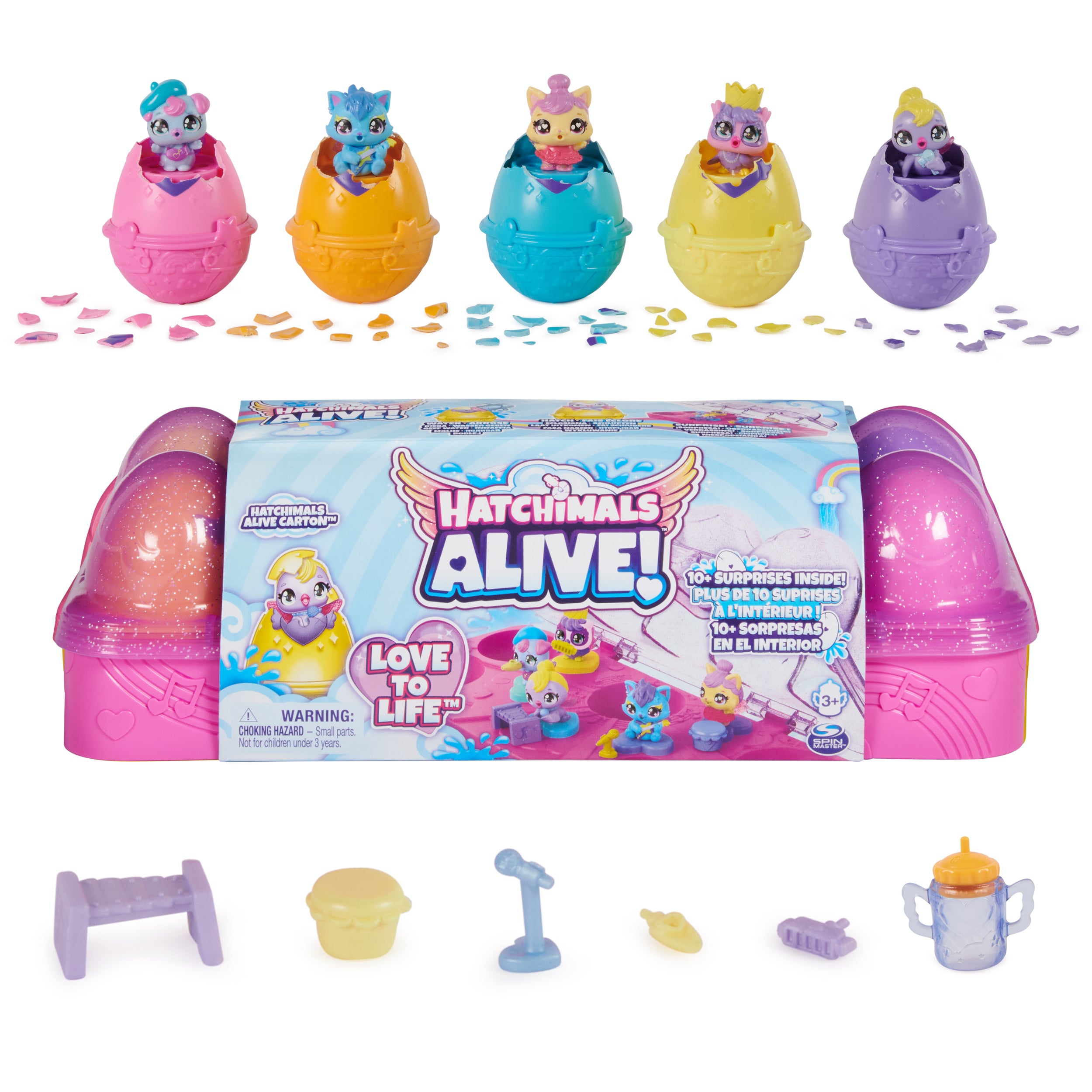 Hatchimals Alive, Egg Carton Toy with 5 Mini Figures in Self-Hatching Eggs, 11 Accessories, Kids Toys for Girls and Boys Ages 3 and up