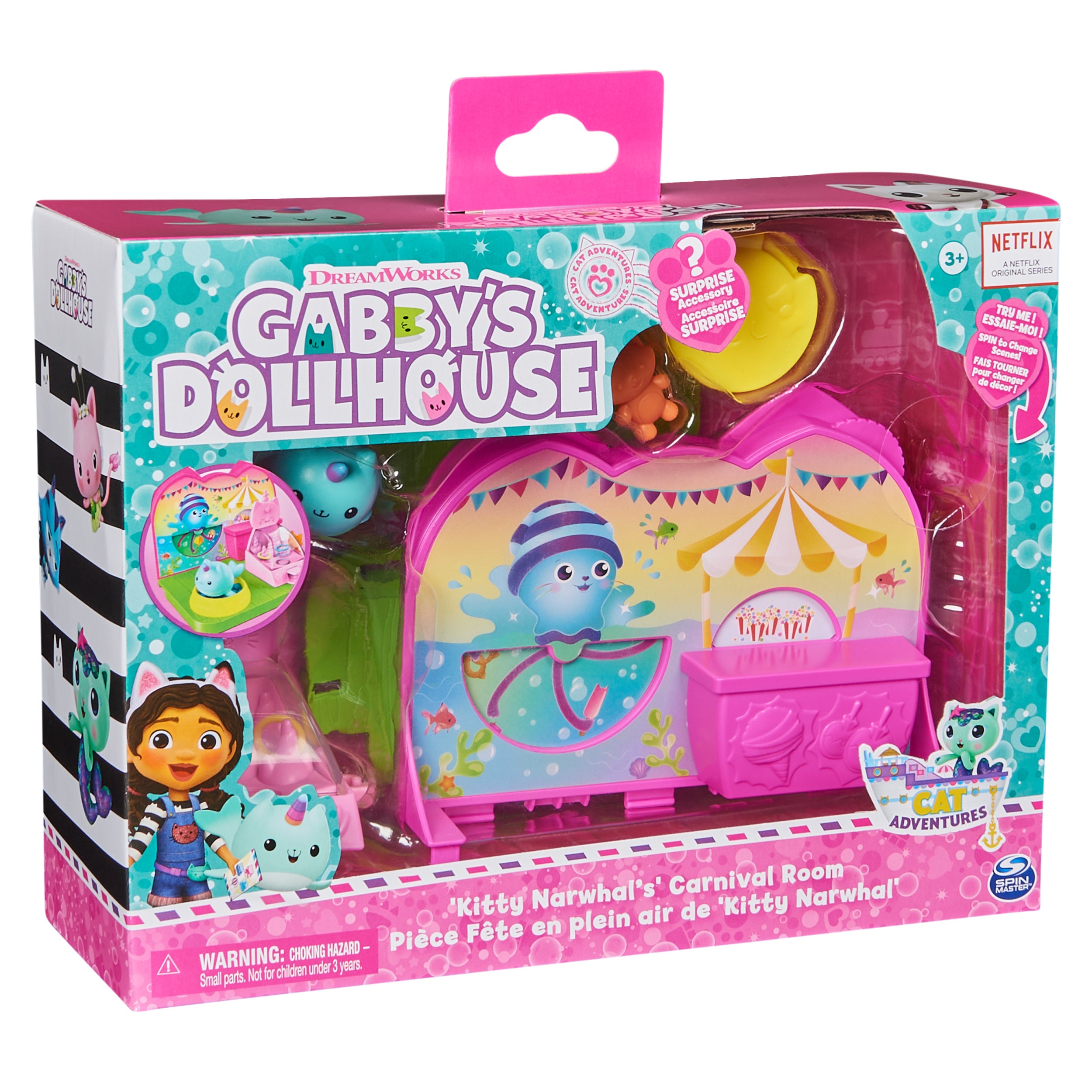 Gabby’s Dollhouse Kitty Narwhal’s Carnival Room, with Toy Figure, Surprise Toys and Dollhouse Furniture, Kids Toys for Girls & Boys 3+