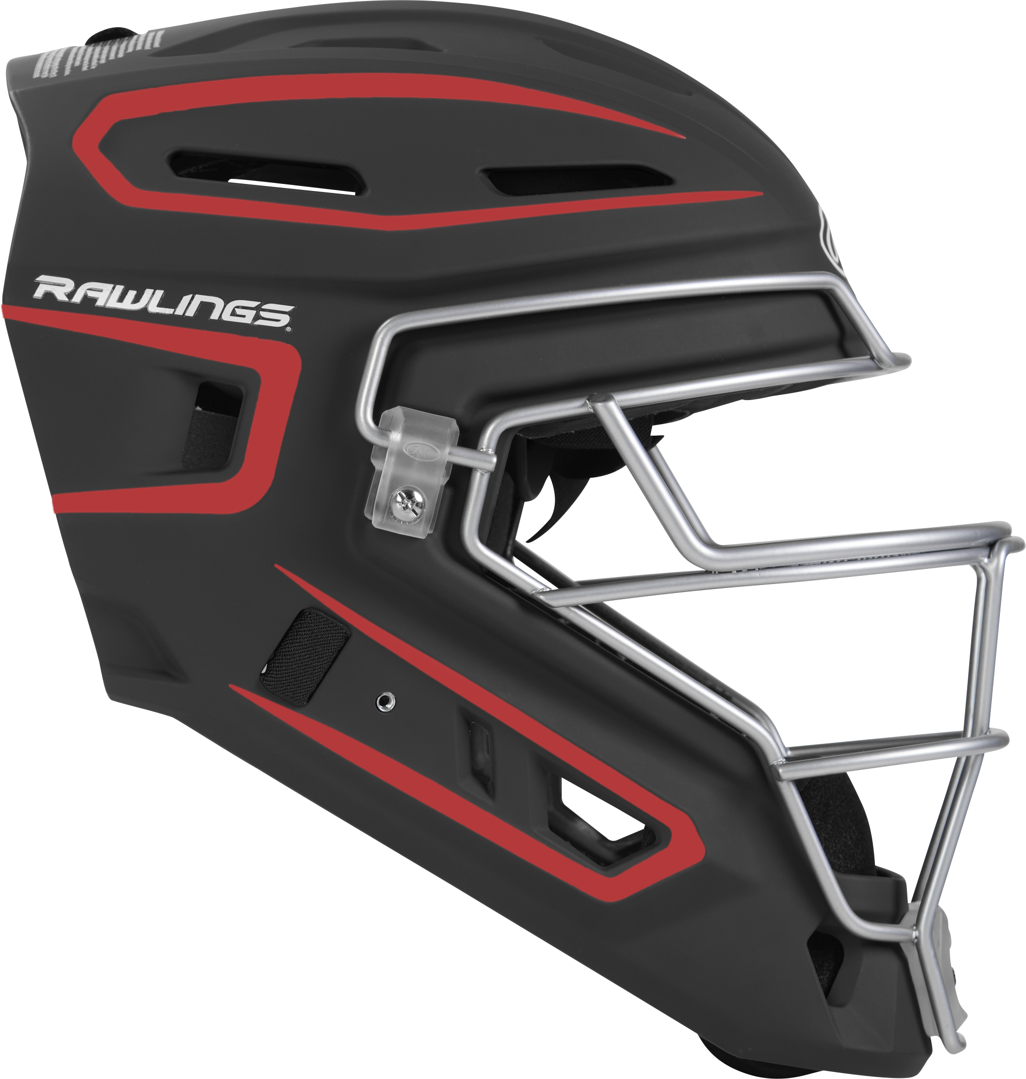 Rawlings Velo 2.0 Matte Senior Catchers Helmet - Black/Scarlet