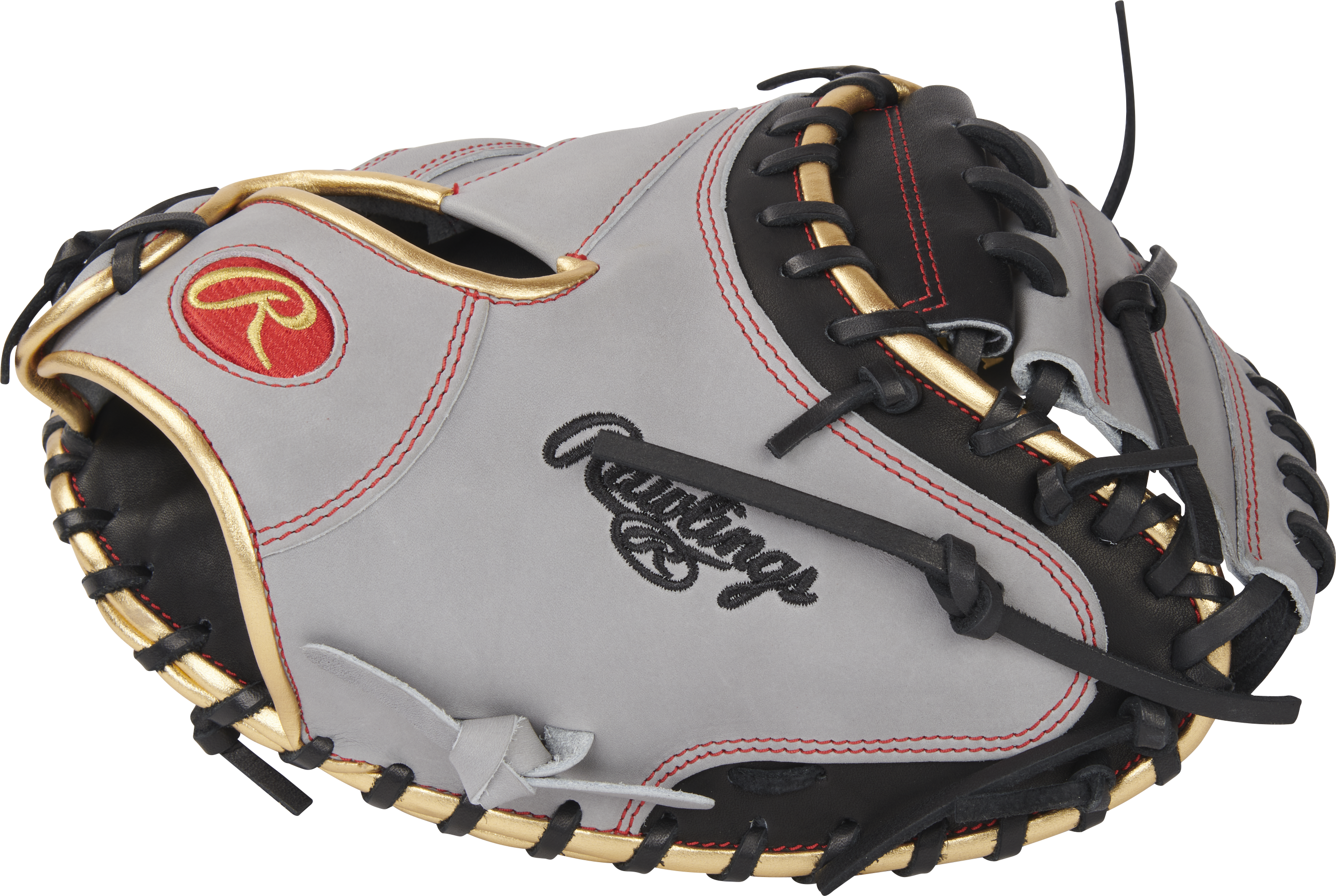 Rawlings Heart Of The Hide With R2G Technology Series Catchers Mitt 33-Inch Baseball Glove  - Right Hand Thrower - Black/Gray