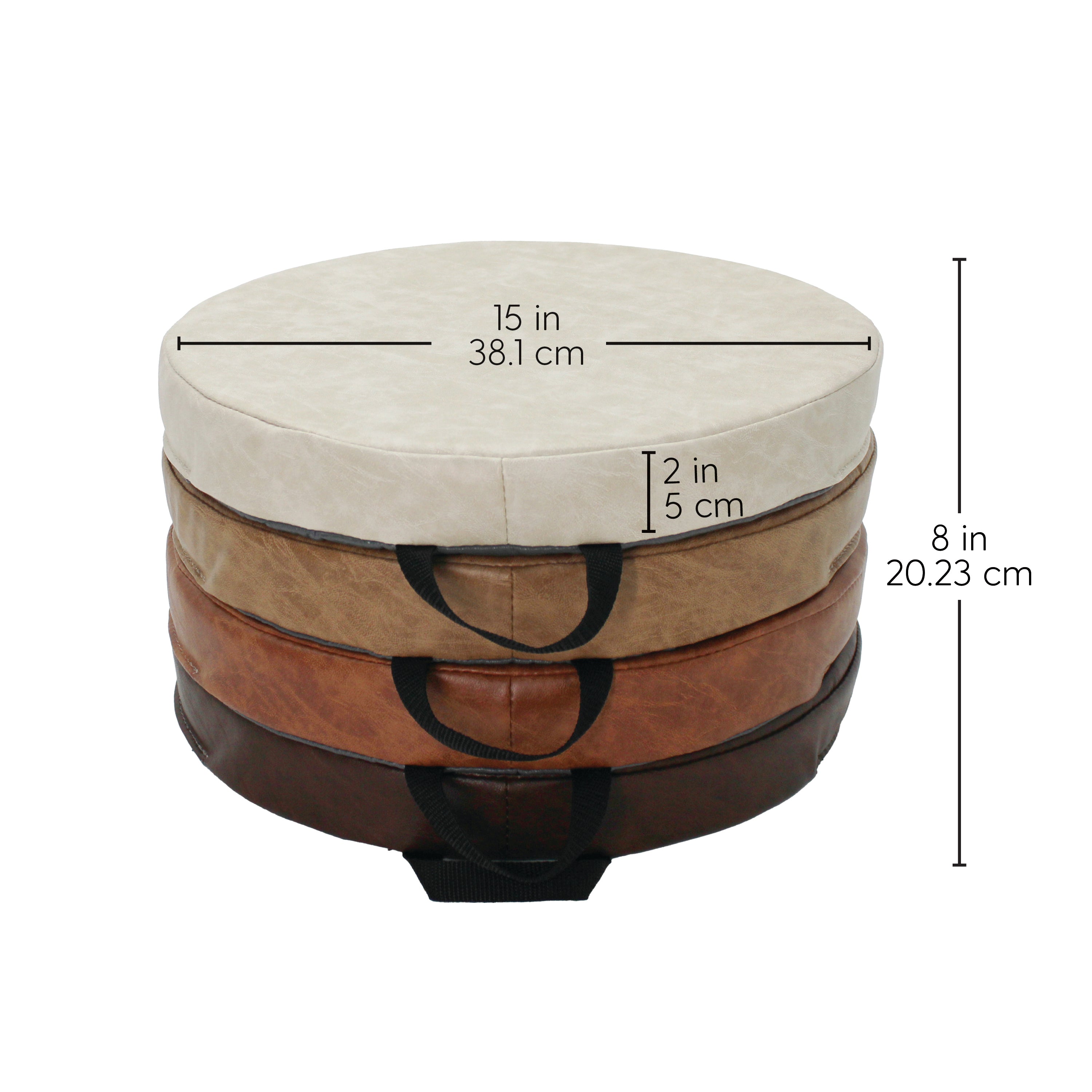 Rustic 15" Round Floor Cushions, 4-Piece - Distressed Assorted