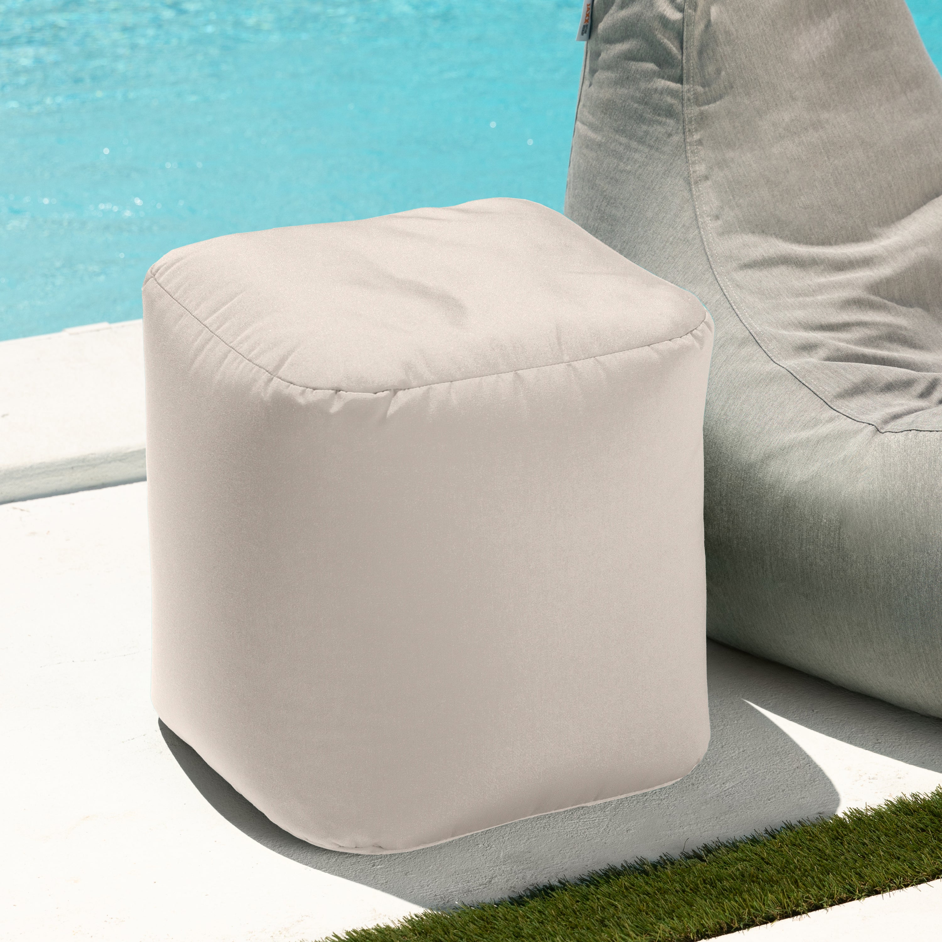 Jaxx Luckie Outdoor Patio Bean Bag Ottoman, Pearl