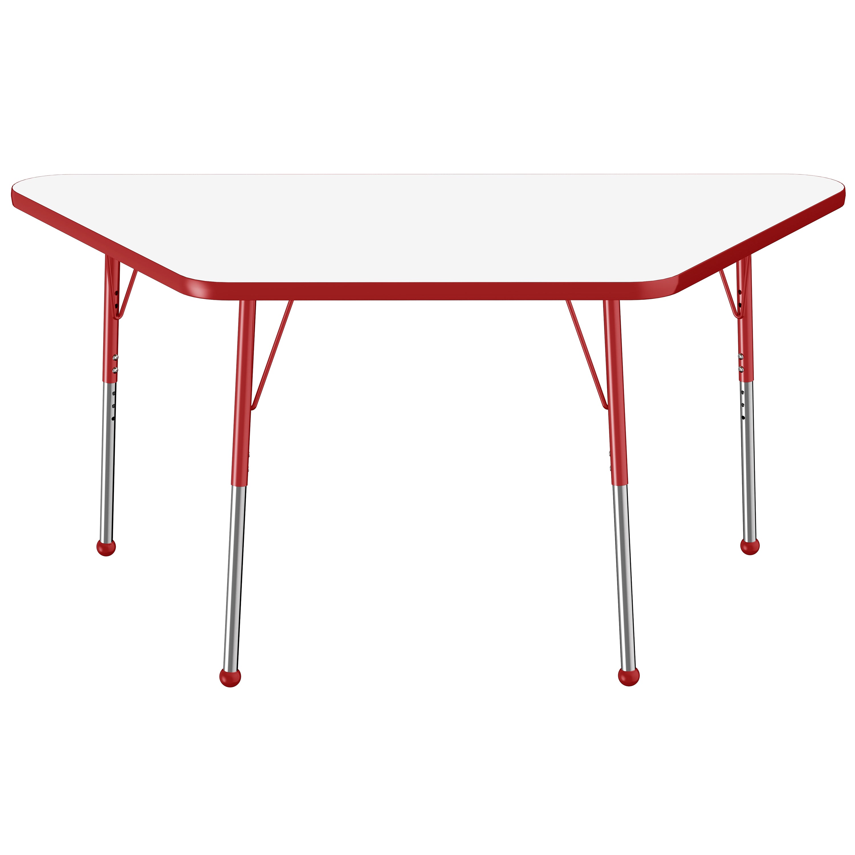 30" x 60" Trapezoid Dry-Erase Activity Table with Adjustable Standard Ball Glide Legs - Whiteboard/Red
