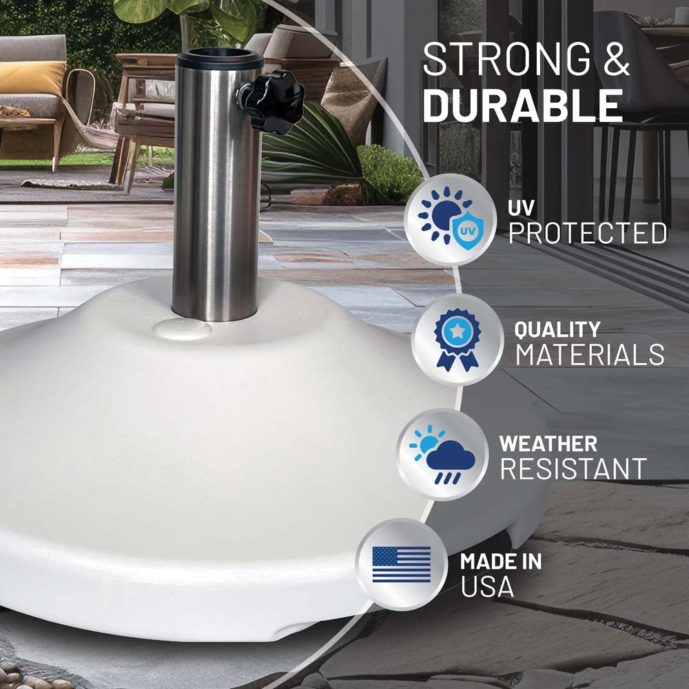 Fillable 50 lb Premium Umbrella Base with Stainless Stem (White)