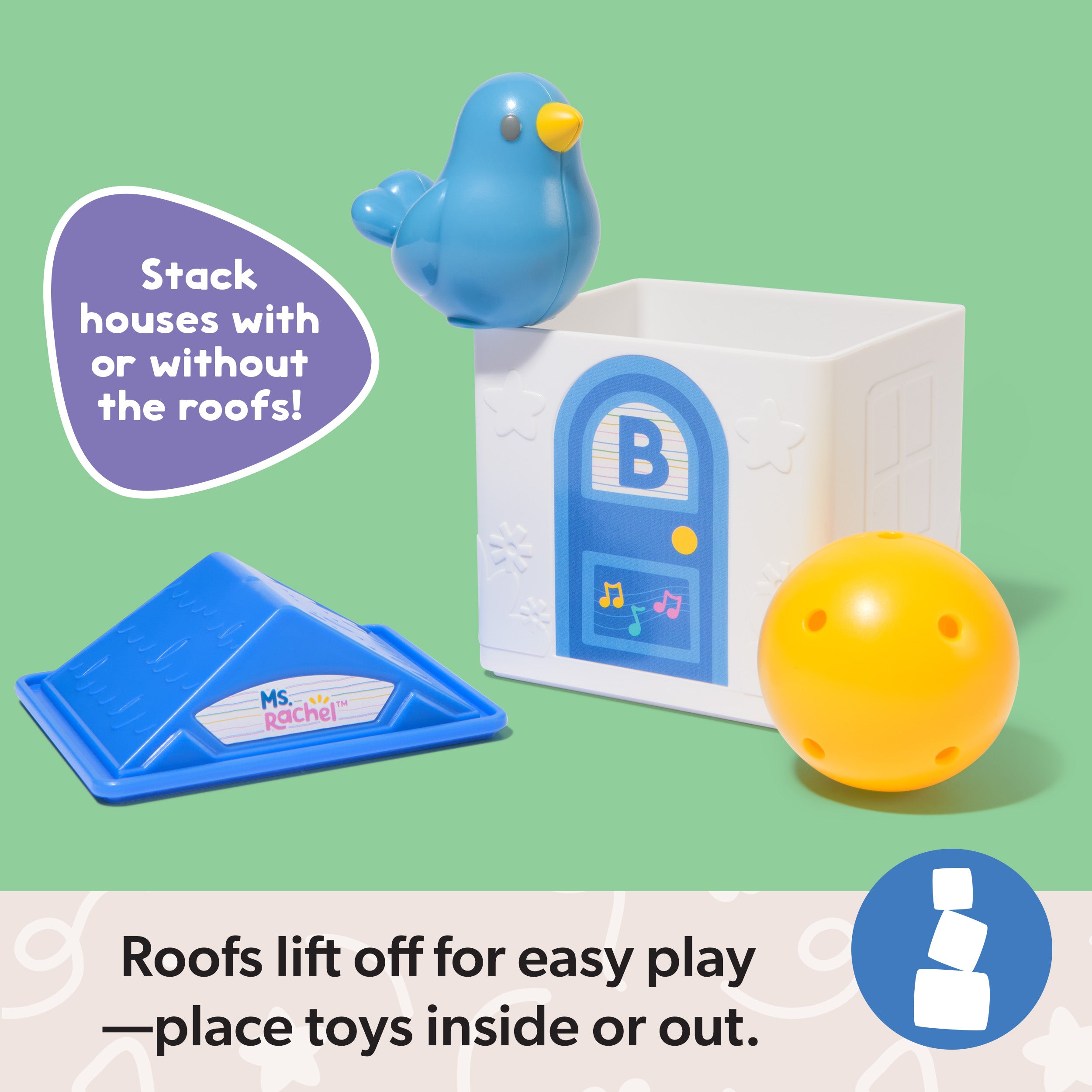 Ms. Rachel Official Learning Stacking House with 6 Surprises to Discover, Educational Toys & Toddler Toys for Girls & Boys Ages 18 Months to 3+ Years