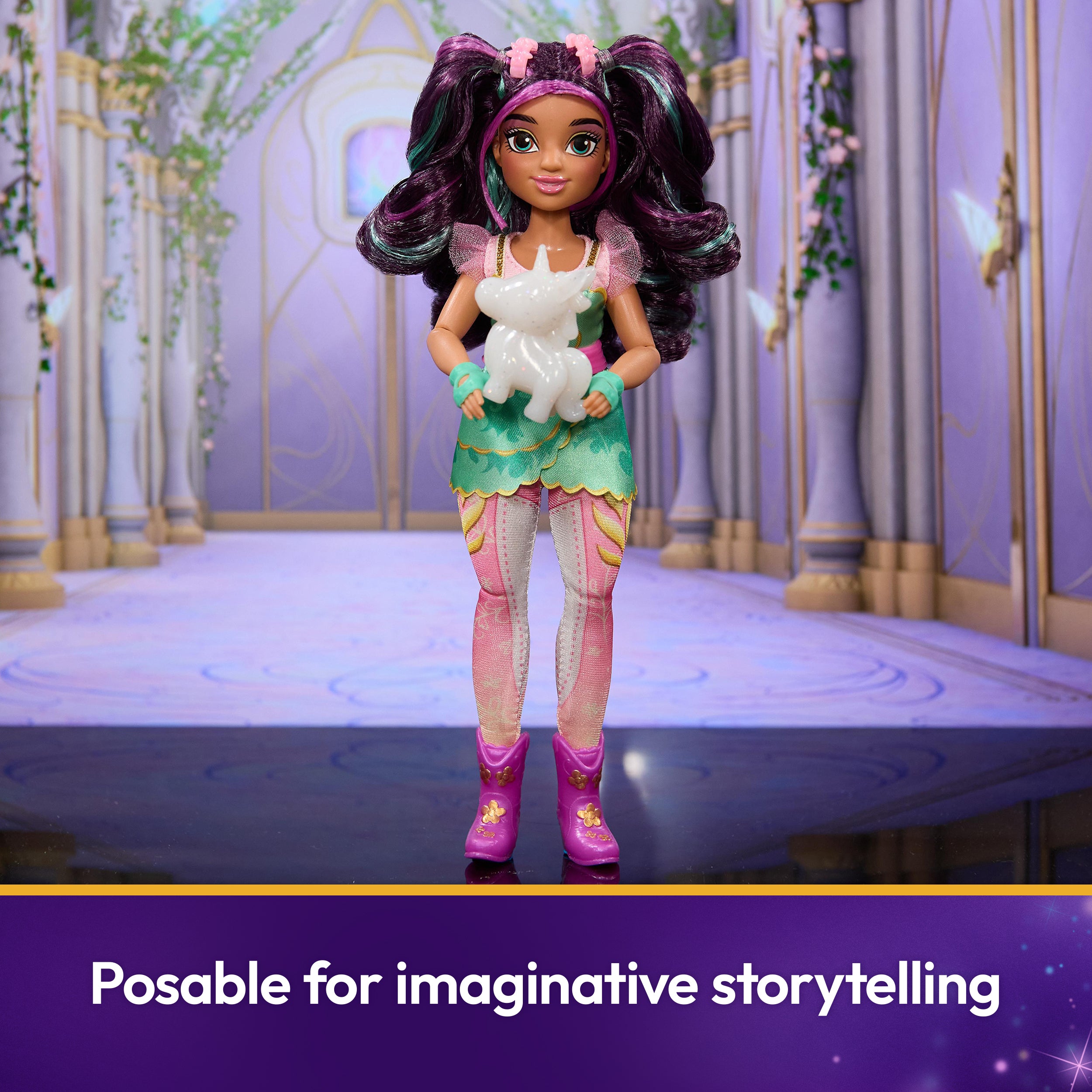 Unicorn Academy, Power of Friendship Ava Doll with Plushie Figure & 7 Fashion Accessories, 9.5”, Dolls & Unicorn Toys for Girls Ages 4 and up