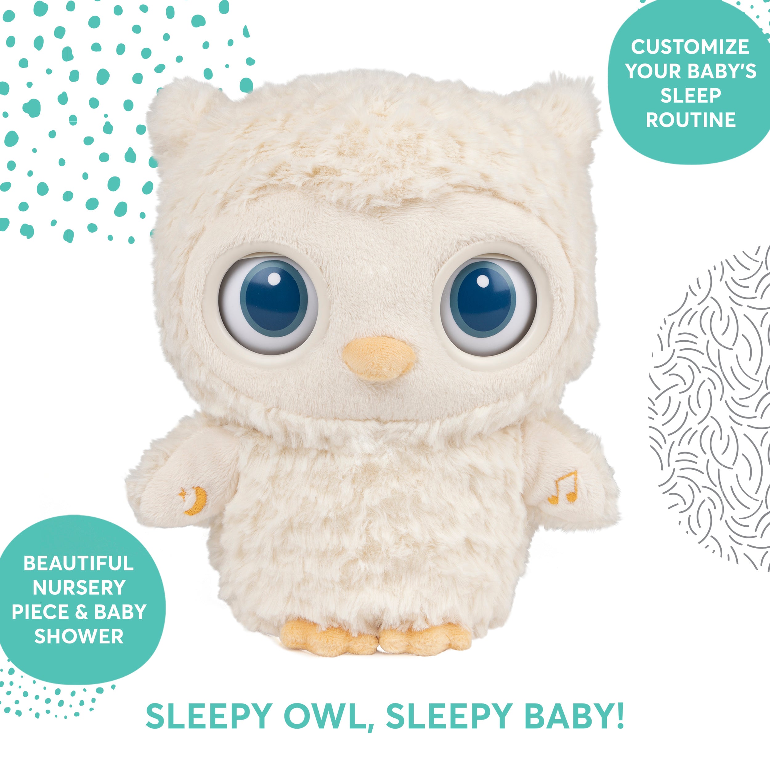 GUND Baby Sleepy Eyes Owl Bedtime Soother Plush Owl Stuffed Animal Night Light & Sound Machine for Baby Boys and Girls, 8”