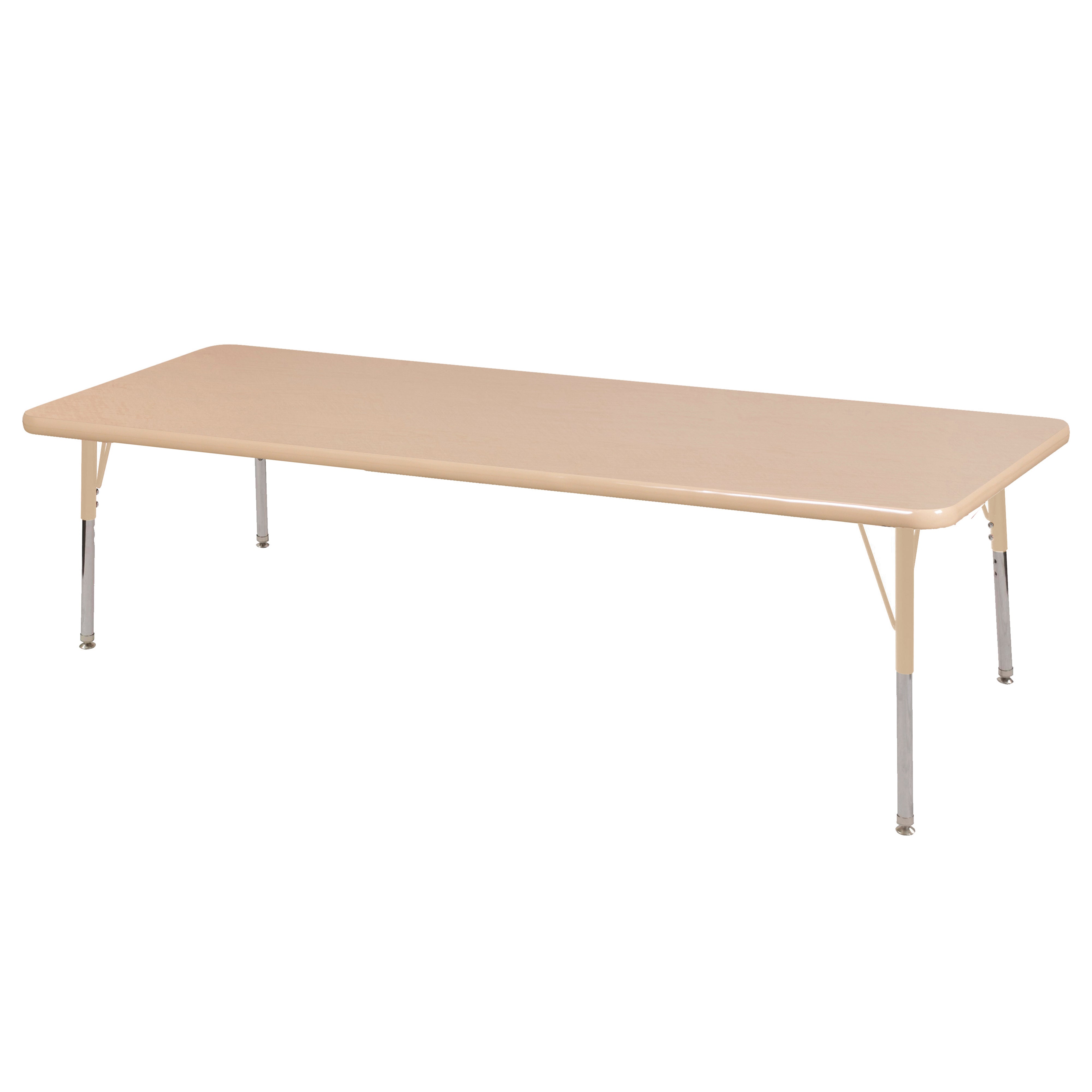 30" x 72" Rectangle T-Molding Activity Table with Adjustable Standard Swivel Glide Legs - Maple/Sand