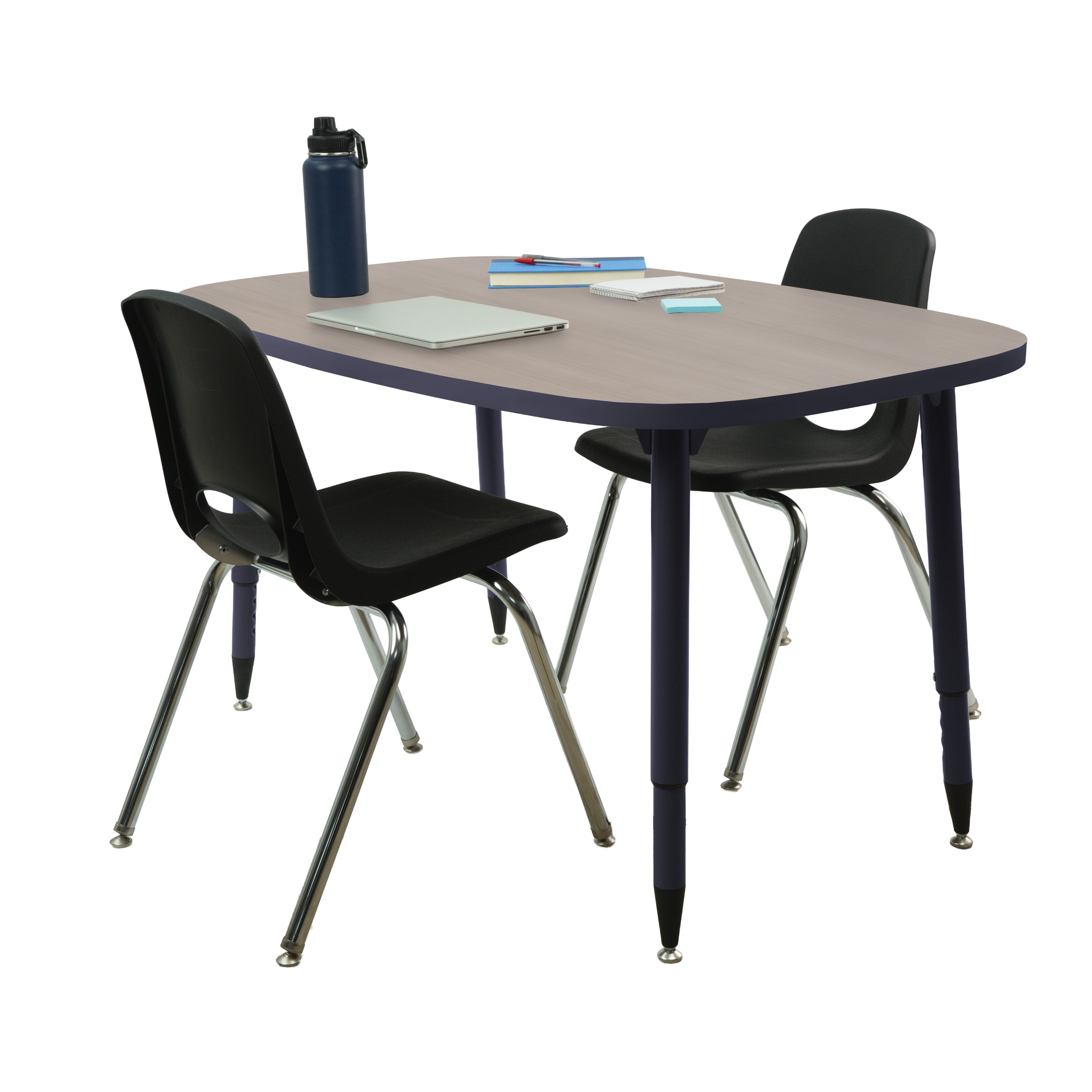 Adapte 31" x 50" Rounded Rectangle Thermofused Activity Table with Adjustable Tapered Legs - Asian Sand/Navy