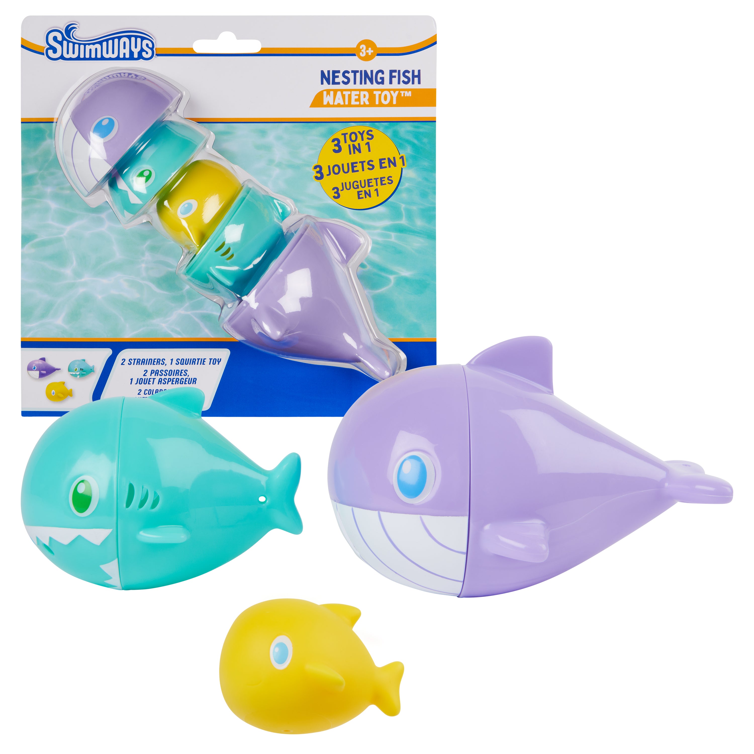 SwimWays Nesting Fish Water Toy, Kids Pool Accessories & Swimming Pool Toys, 3-in-1 Fish-Themed Pool Toys for Kids Ages 3 & Up
