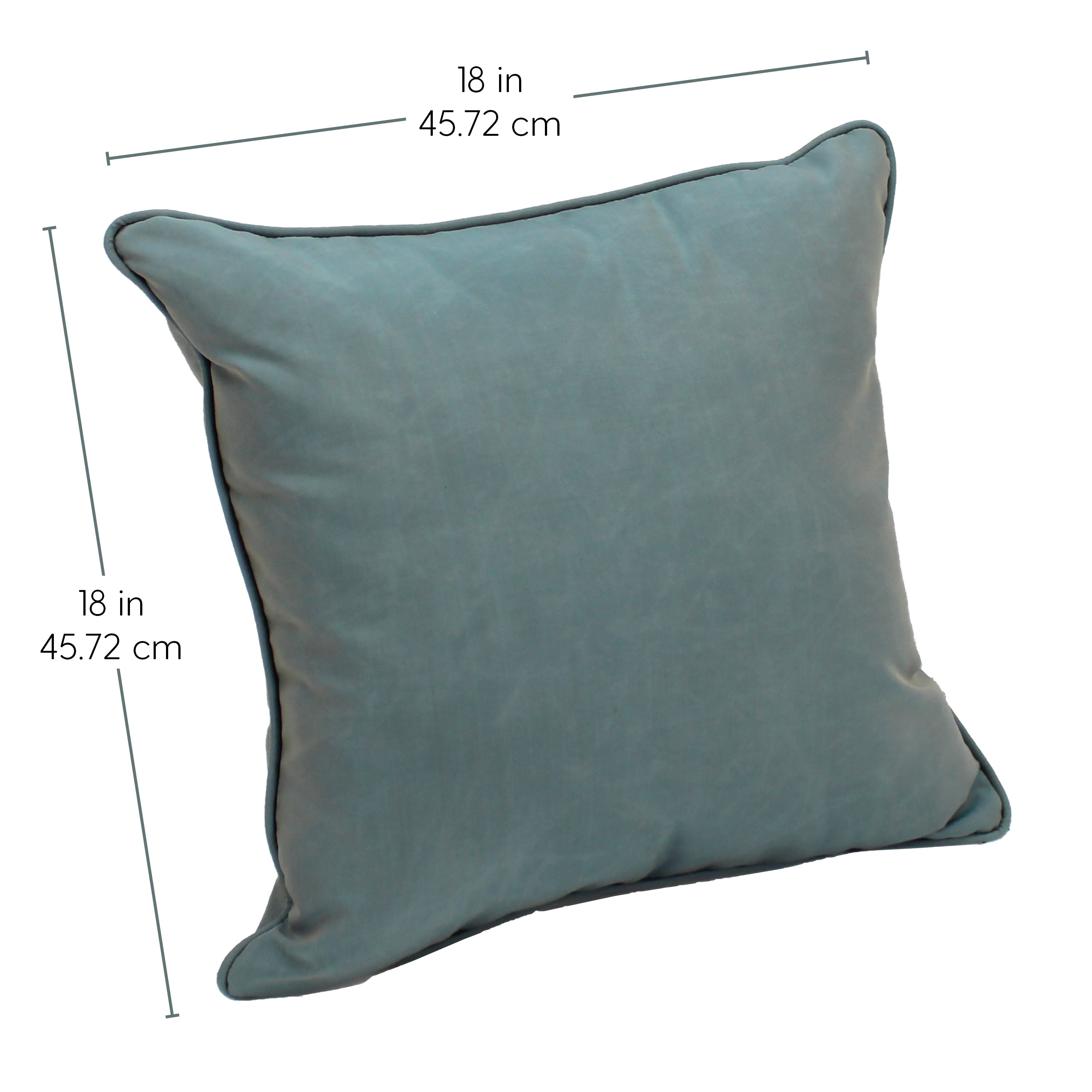 Presidio 18"x 18" Square Indoor/Outdoor Pillow with Piping, 2-Piece - Dusty Turquoise