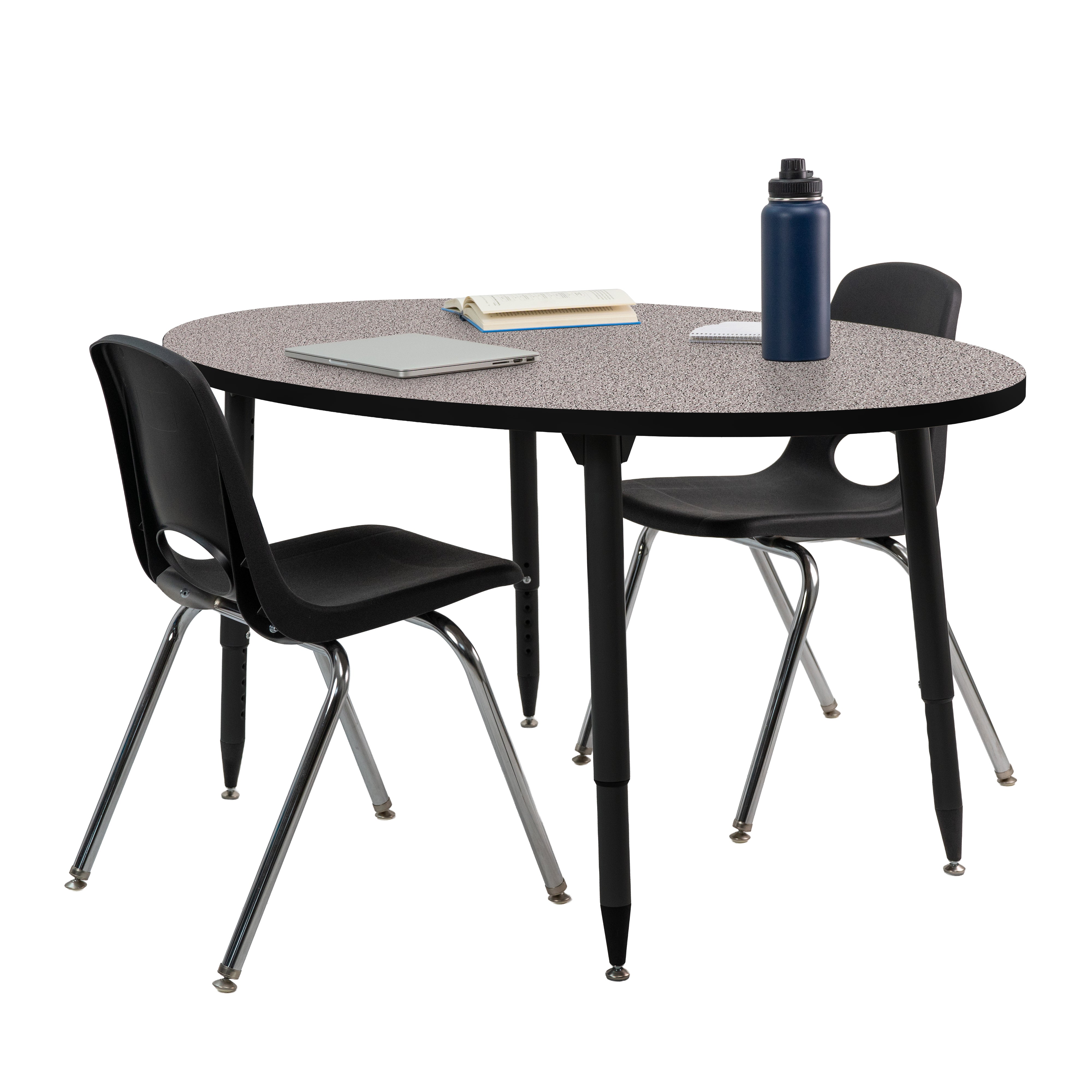 Adapte 30" x 60" Oval Thermofused Activity Table with Adjustable Tapered Legs - Gray/Black