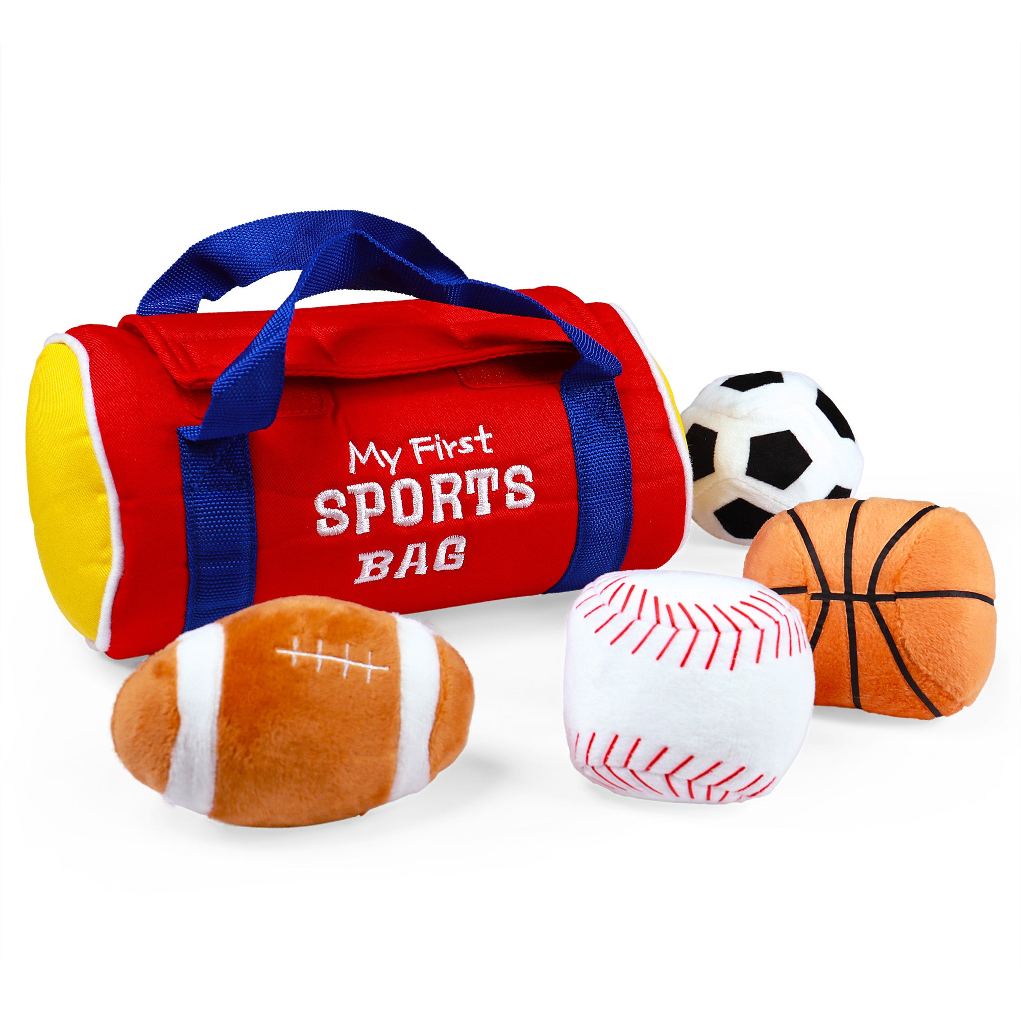 Baby GUND My First Sports Bag Stuffed Plush Playset, Baby Gift Toys for Boys and Girls Ages 1 & Up, 5 Piece, 8"