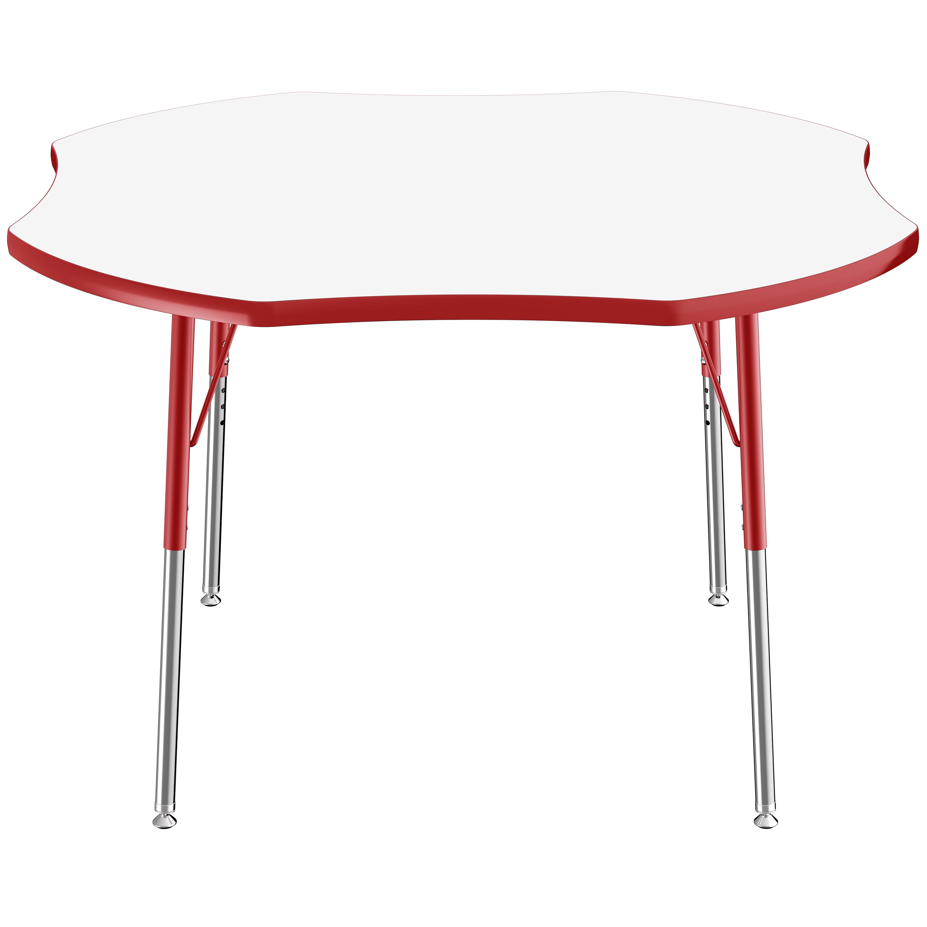 48" x 48" Clover Dry-Erase Activity Table with Adjustable Standard Swivel Glide Legs - Whiteboard/Red
