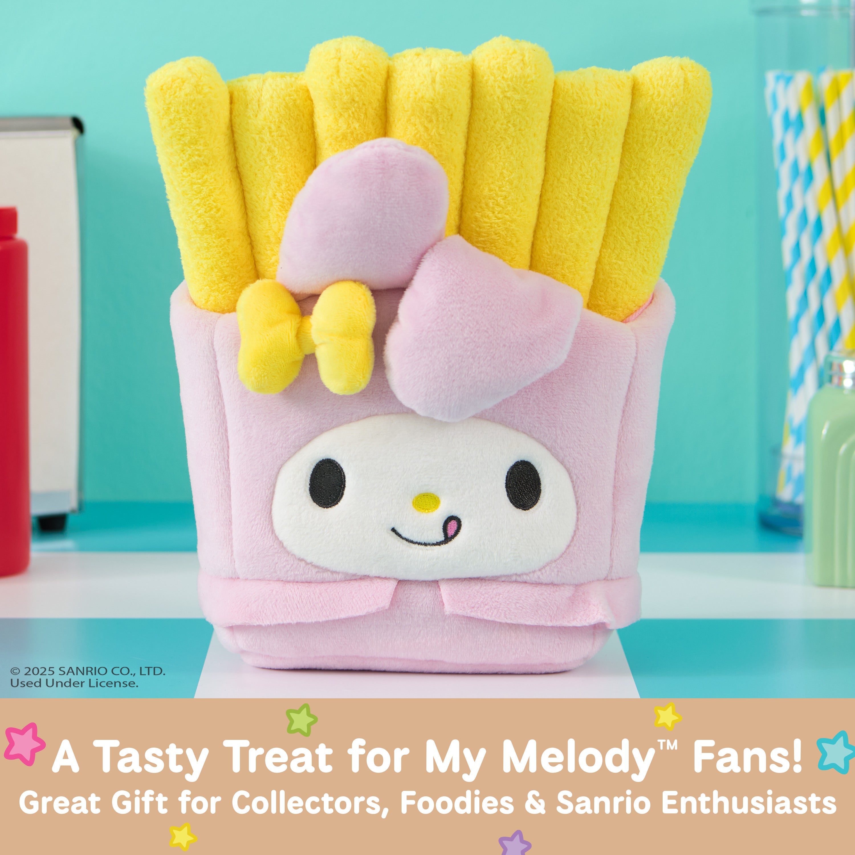 GUND Sanrio Official Hello Kitty and Friends My Melody French Fries Plush, Collectible Plush Toy, Stuffed Animal for Ages 1 and Up, Pink/Yellow, 8”