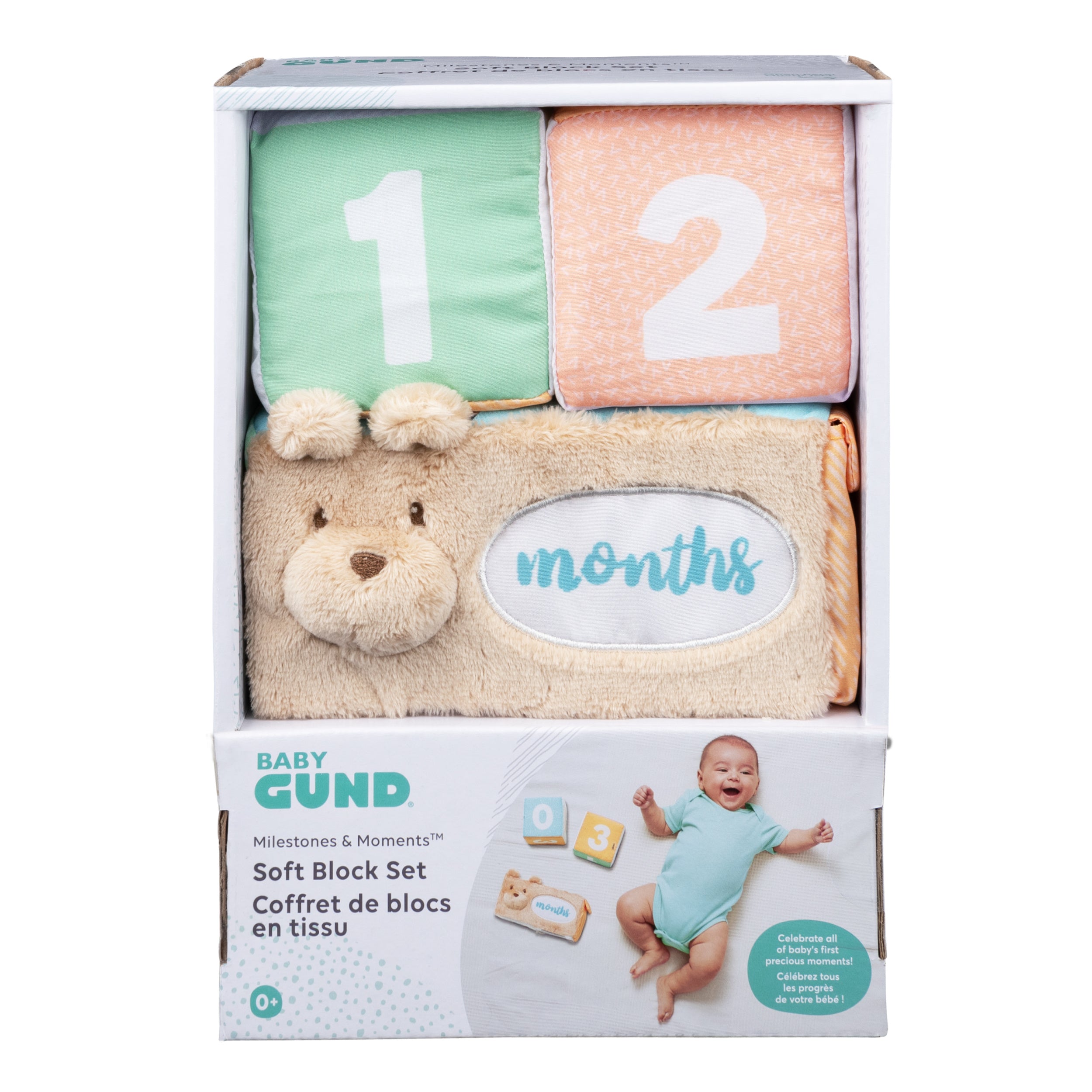 Baby GUND Milestones and Moments Soft Blocks, Plush Photo Prop Sensory Toy Blocks for Babies and Newborns, Multicolor
