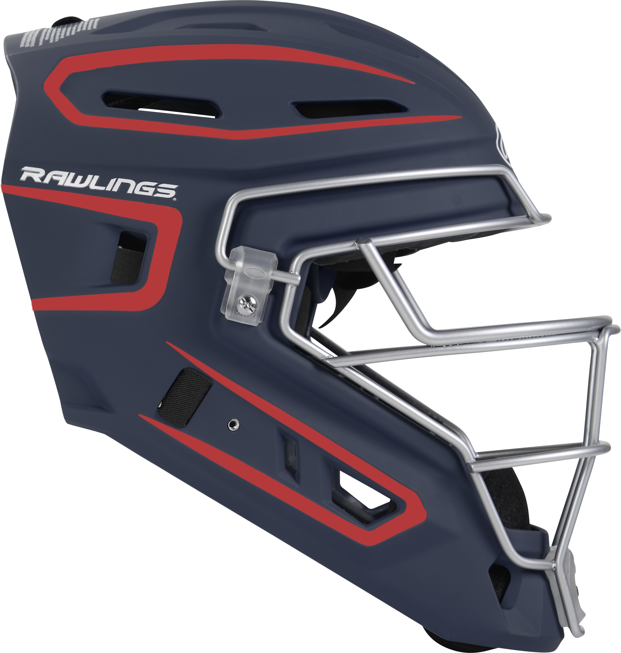 Rawlings Velo 2.0 Matte Junior Catchers Helmet - Navy/Scarlet