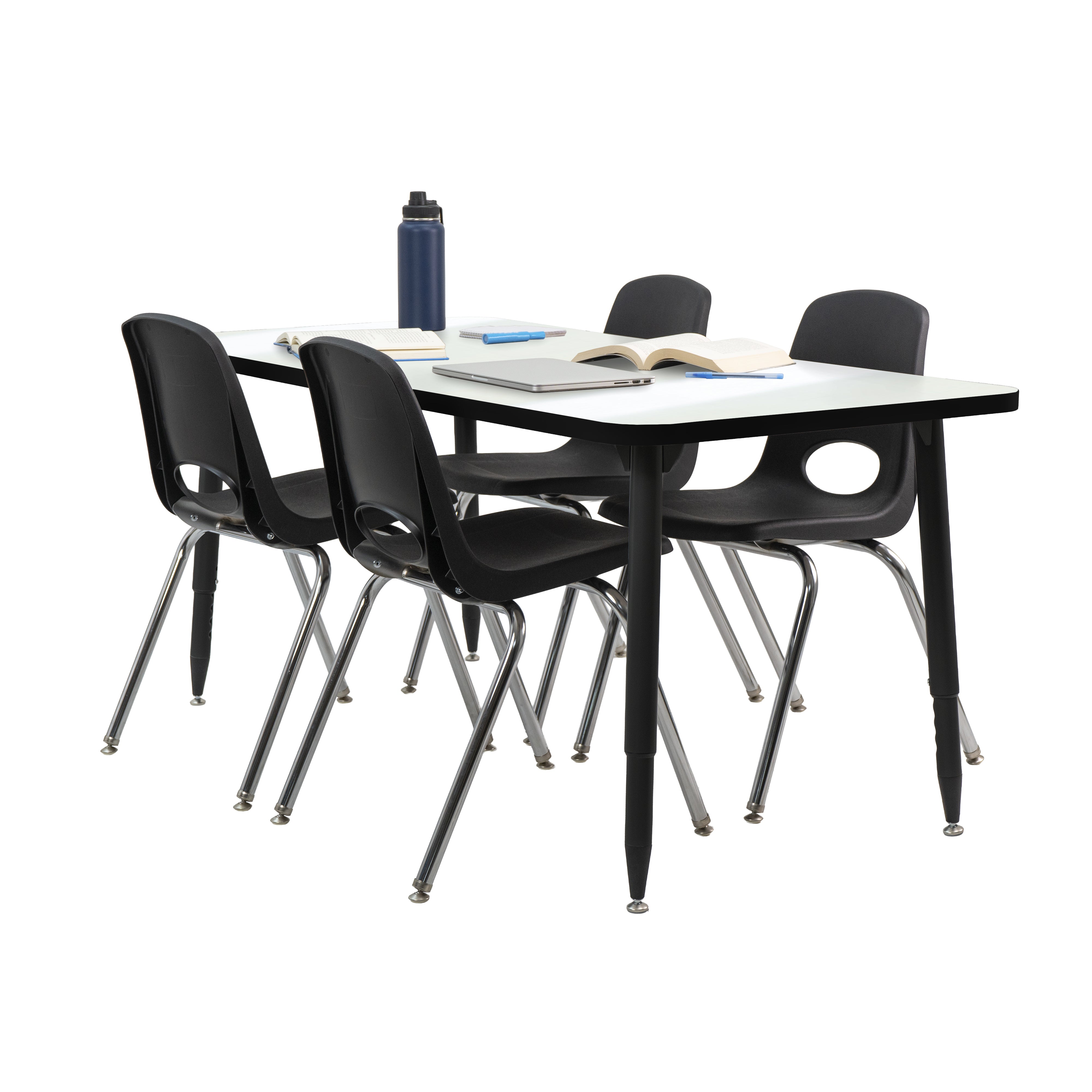 Adapte 30" x 60" Rectangle Dry-Erase Activity Table with Adjustable Tapered Legs - Whiteboard/Black