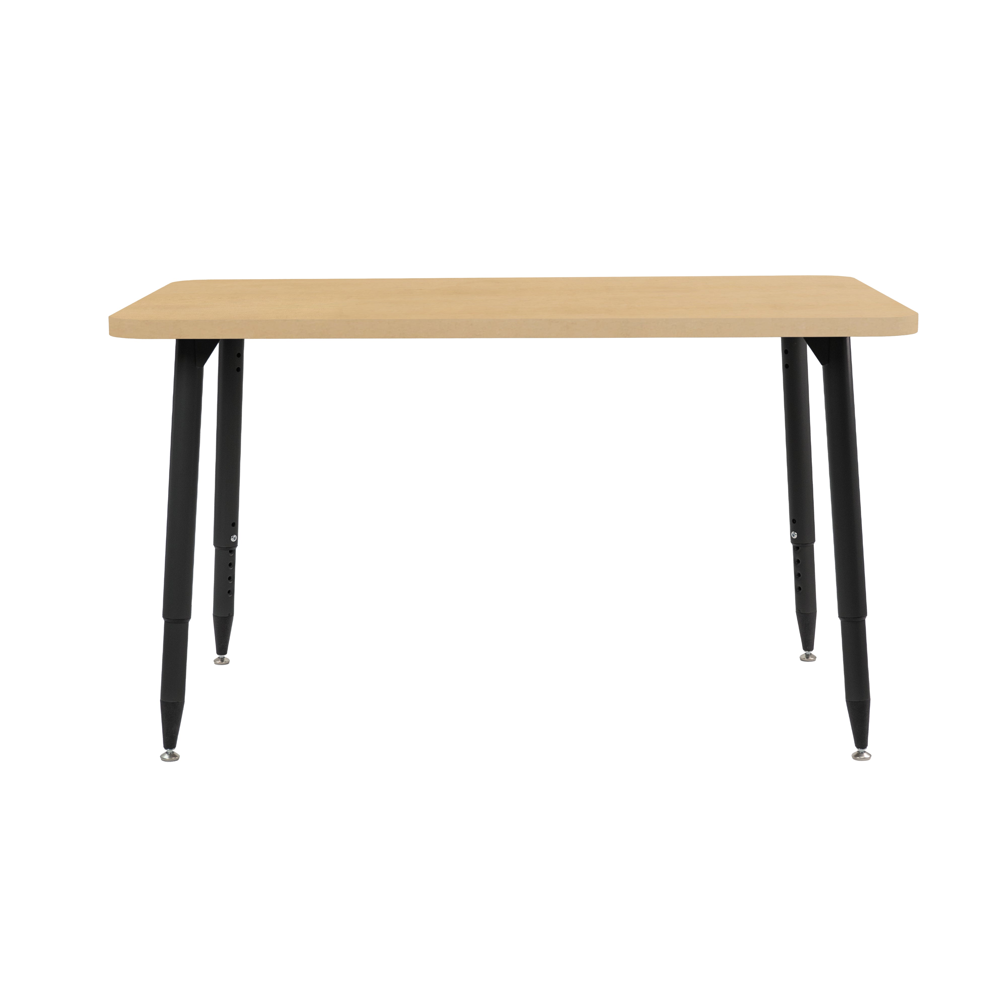 Adapte 30" x 48" Rectangle Woodgrain Activity Table with Adjustable Tapered Legs - Maple Grain/Black