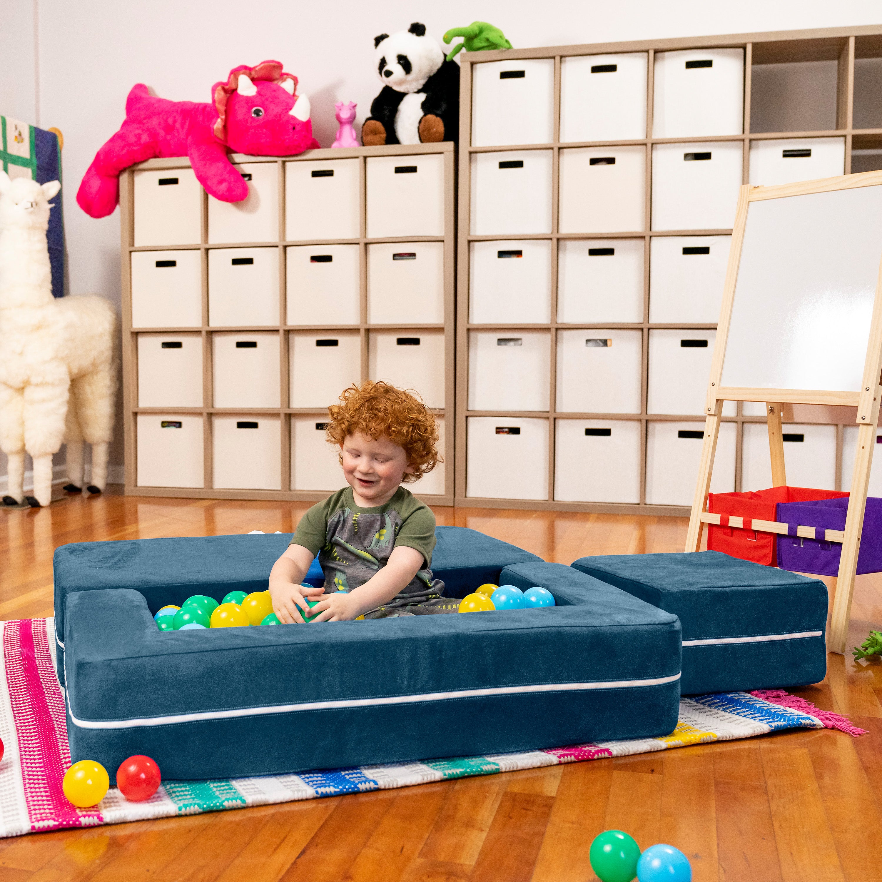 Jaxx Zipline Kids Modular Loveseat & Ottomans/Fold Out Lounger, Navy