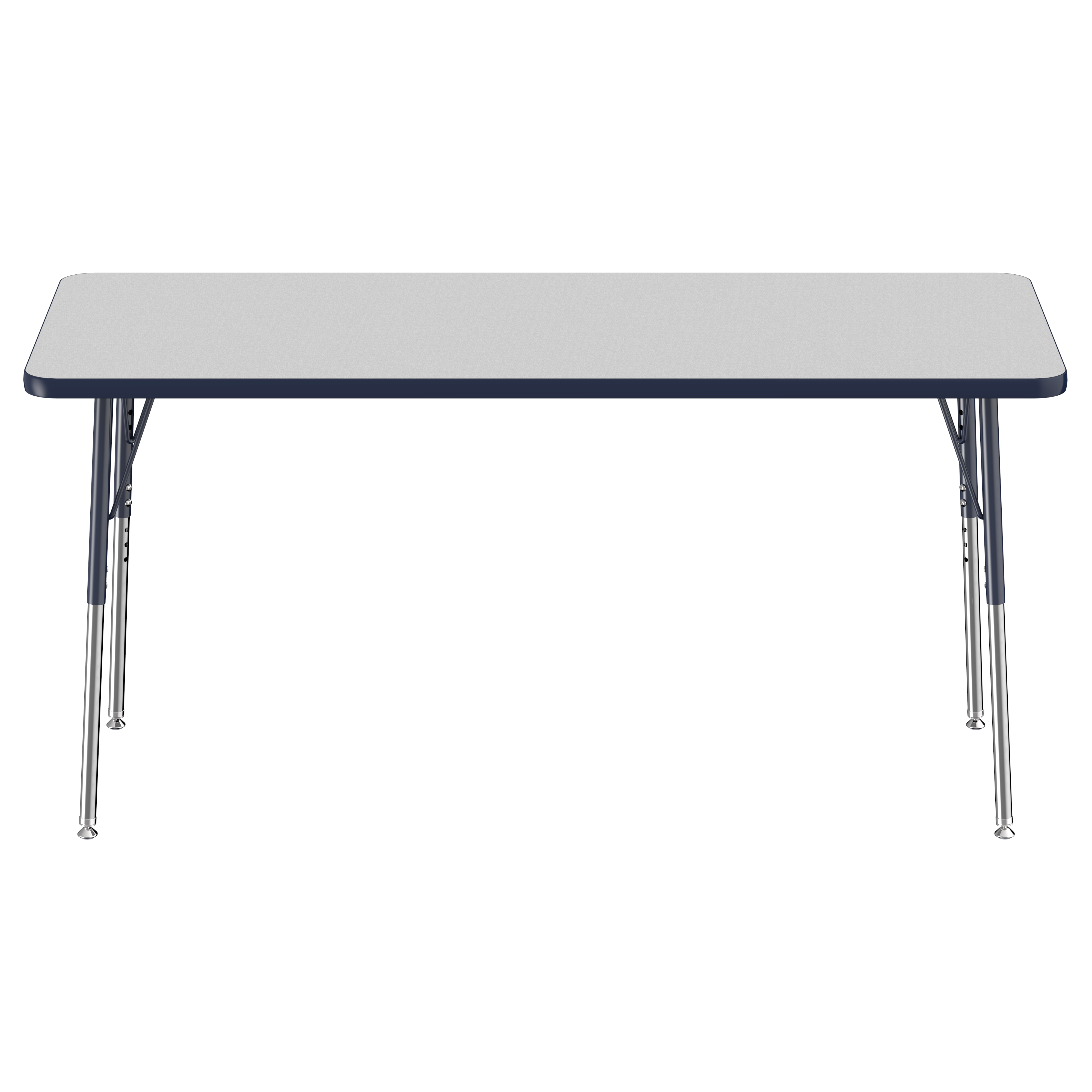 24" x 60" Rectangle T-Molding Activity Table with Adjustable Standard Swivel Glide Legs - Gray/Navy