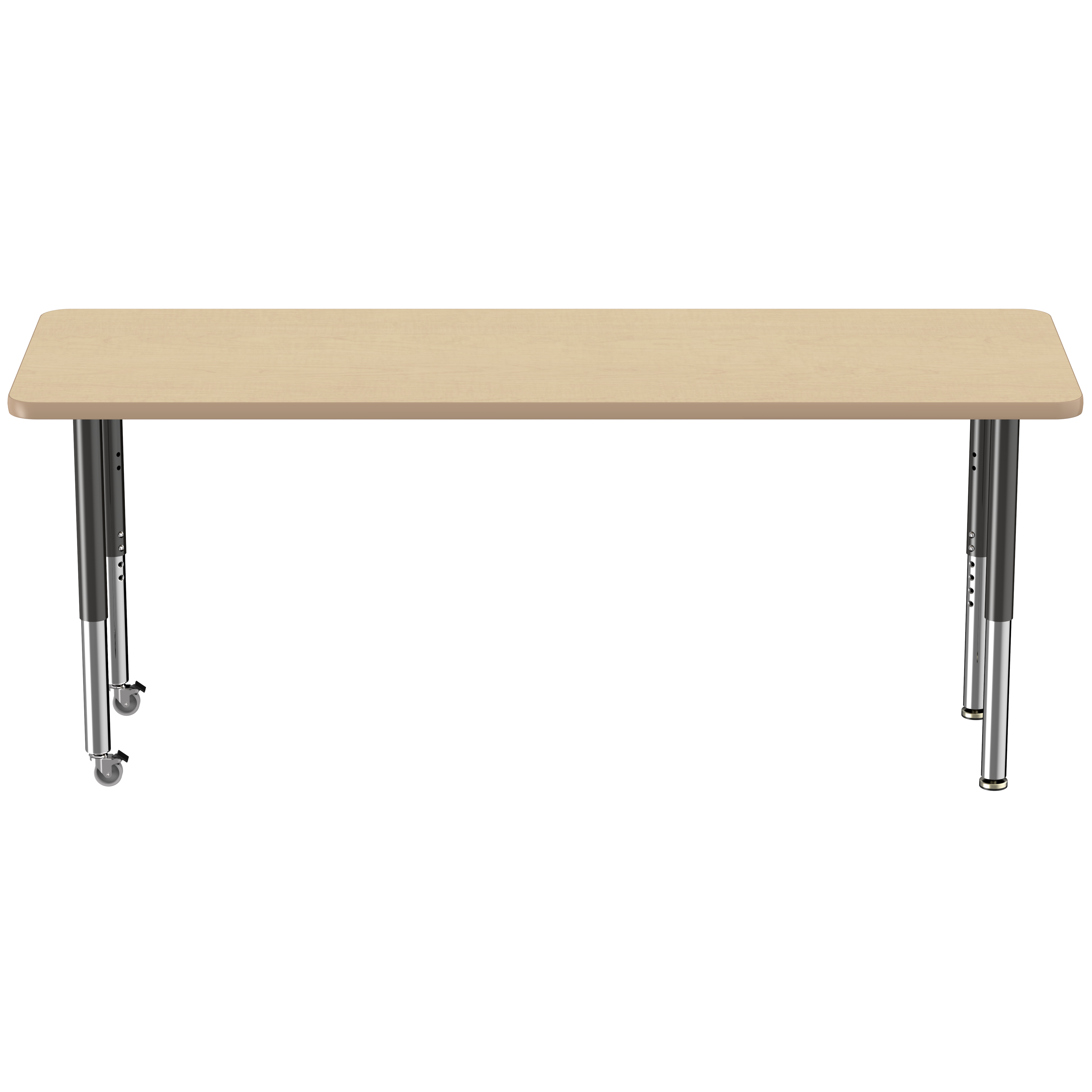24" x 72" Rectangle T-Molding Activity Table with Adjustable Super Legs - Maple/Maple/Black
