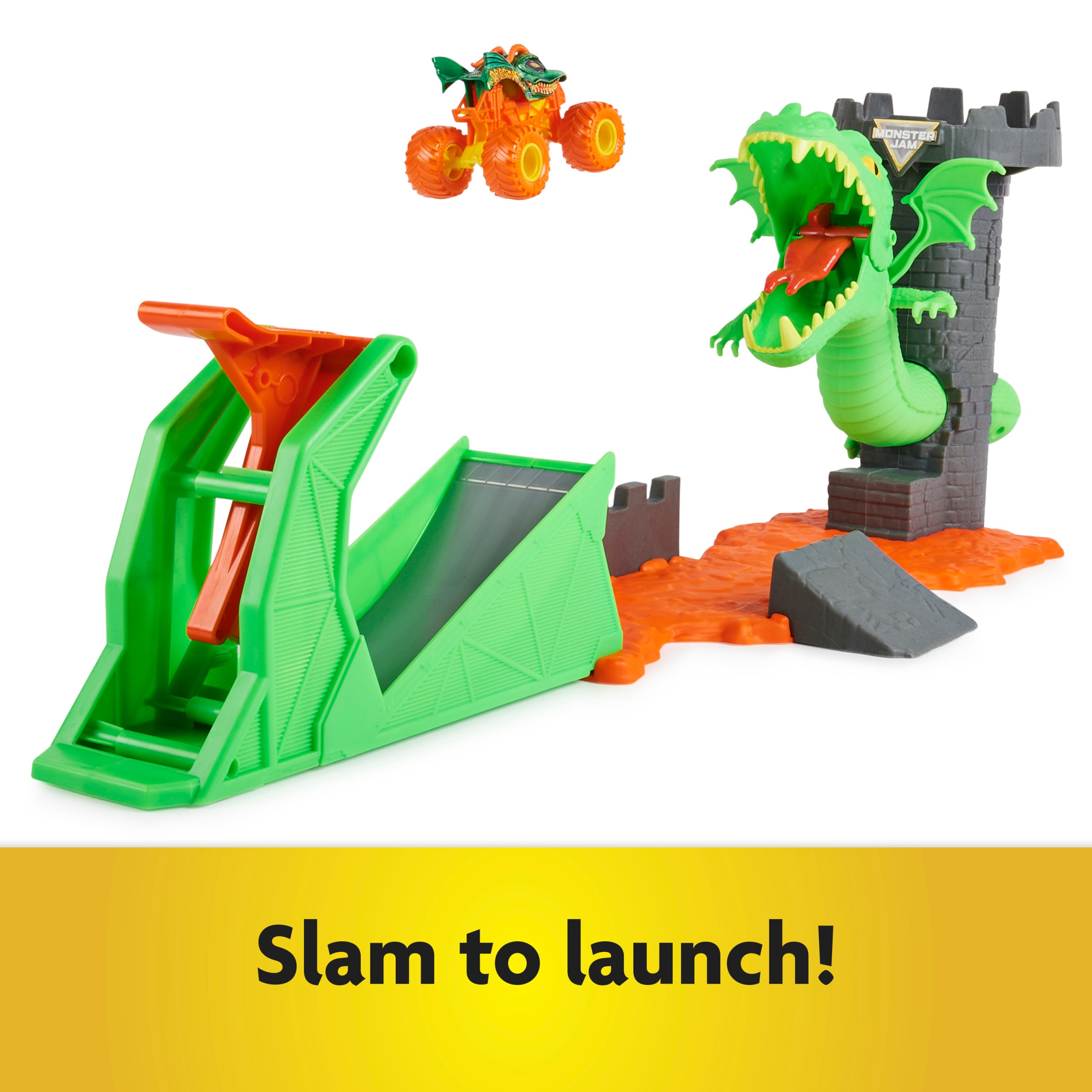 Monster Jam, Dueling Dragon Playset with Exclusive 1:64 Scale Dragon Monster Truck, Kids Toys for Boys Ages 3 and up