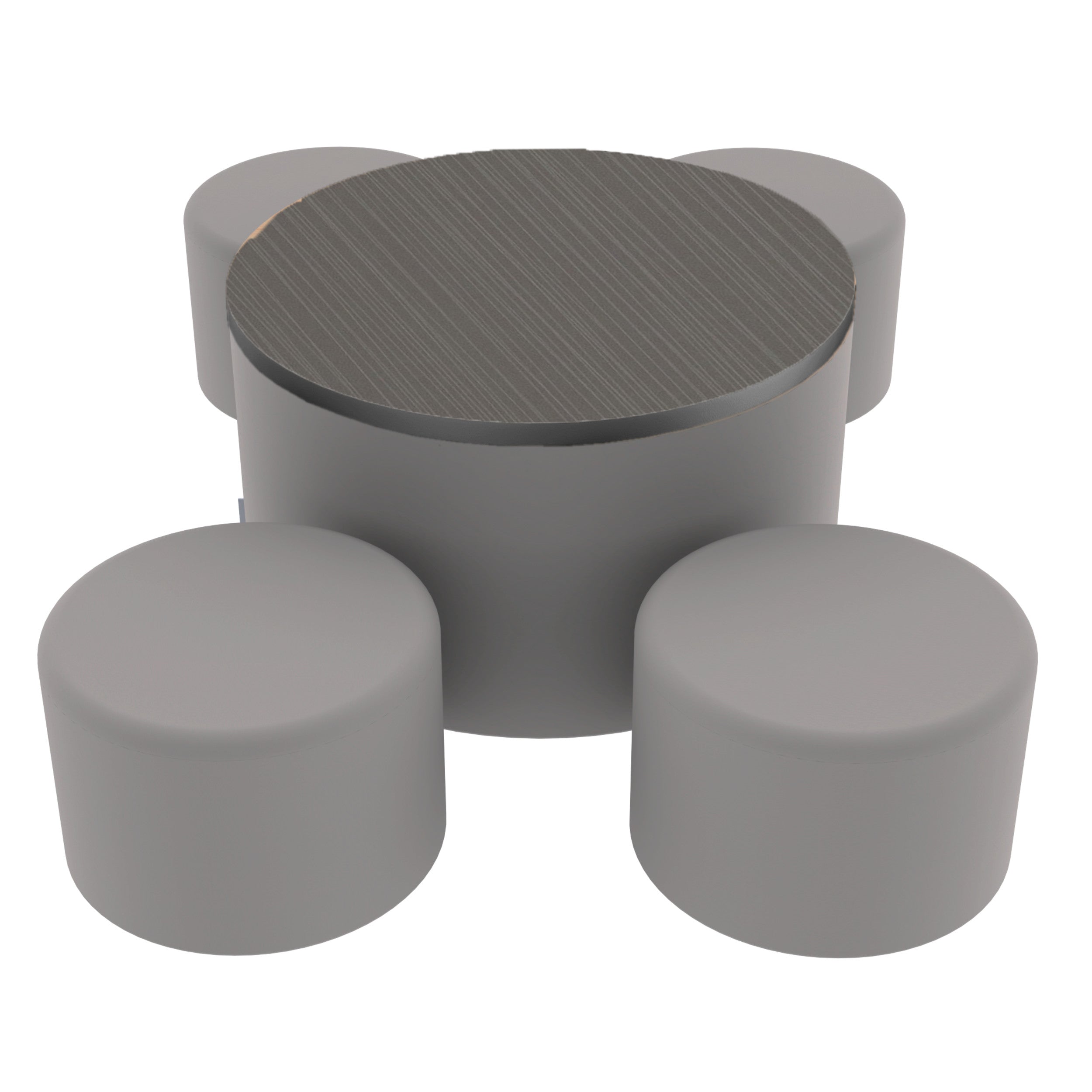 Pro Series 30" Round Ottoman Table with Round 12" H Seating, 5-Piece Set - Gray/Cosmic Strandz