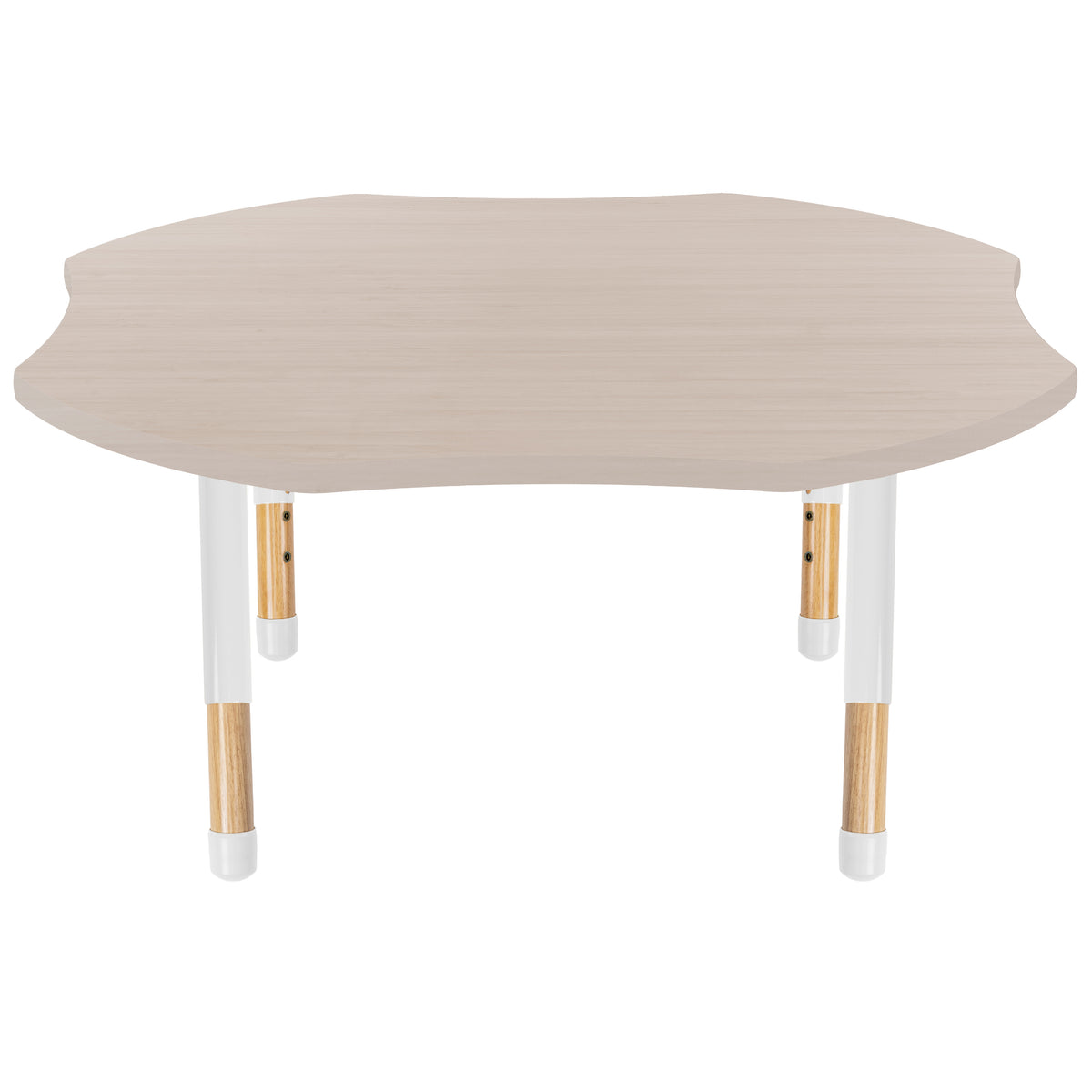 48" x 48" Clover Thermofused Activity Table with Adjustable Chunky Wood Legs - Asian Sand/White/Natural