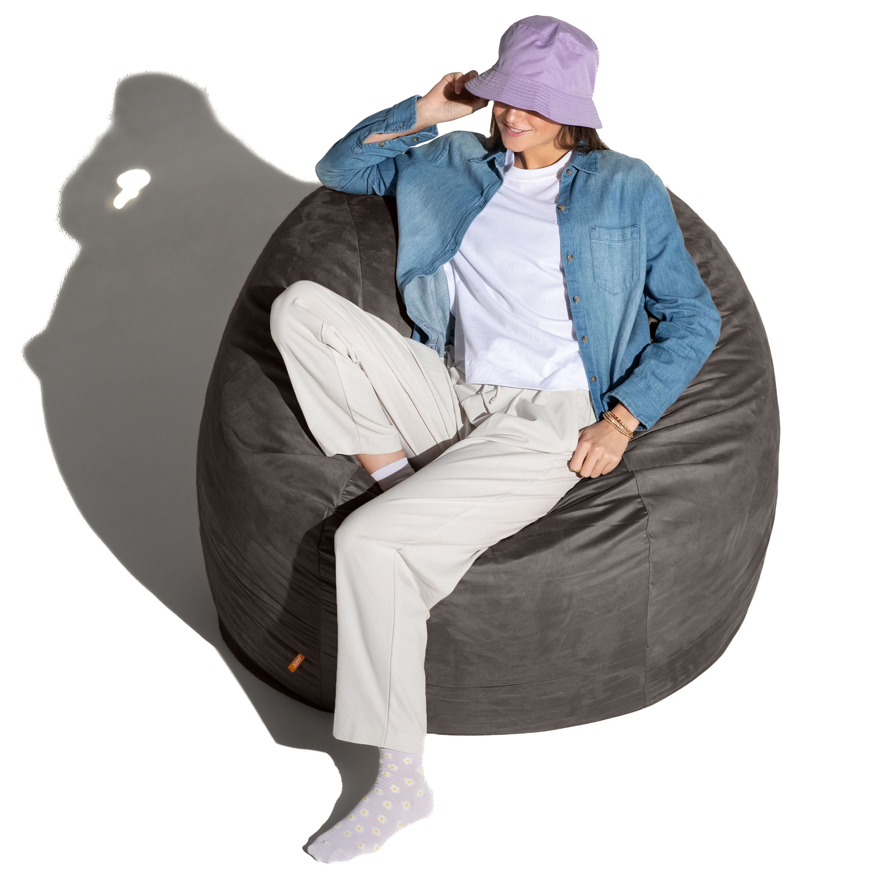 Jaxx 4 ft Round Bean Bag Chair for Adults, Charcoal