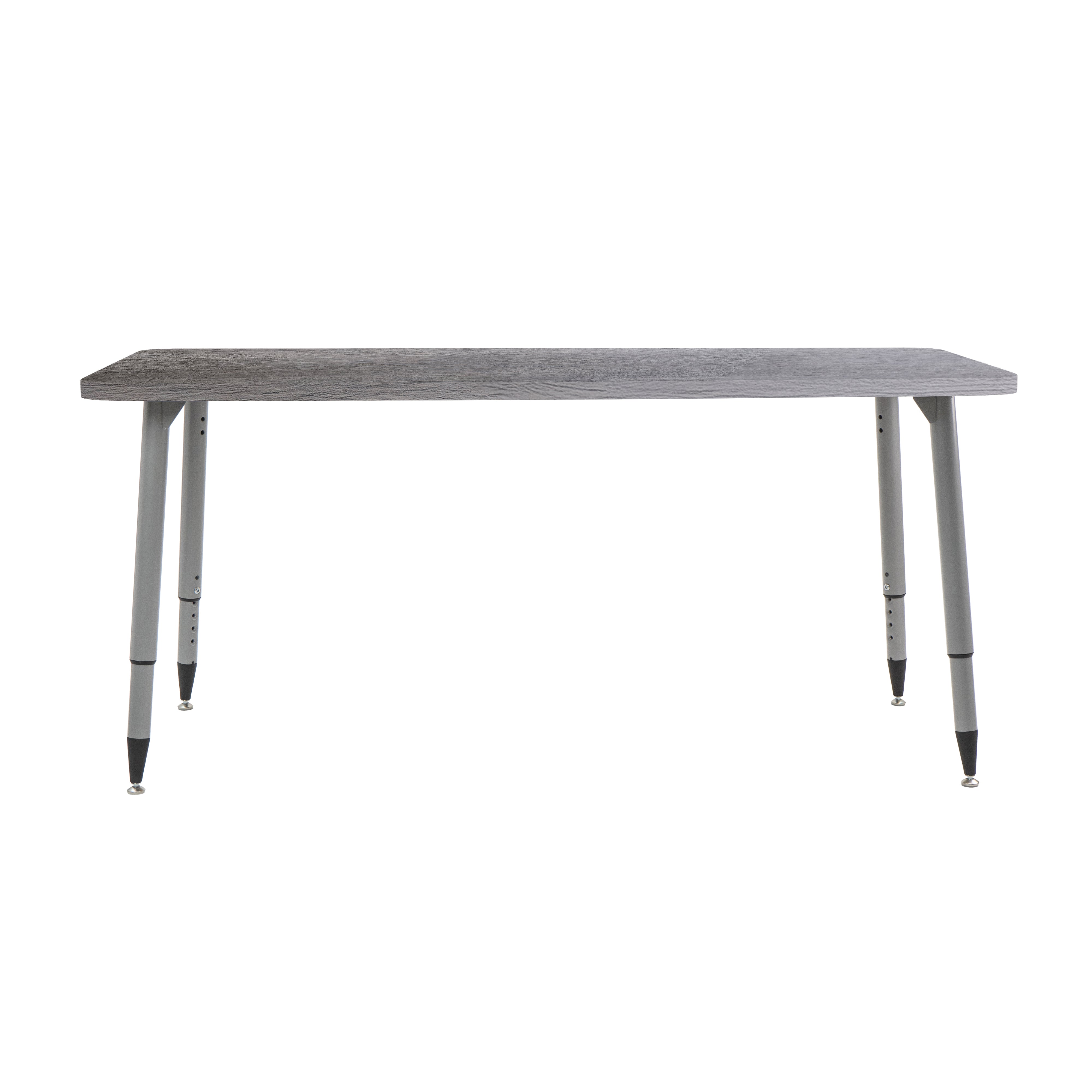 Adapte 30" x 60" Rectangle Woodgrain Activity Table with Adjustable Tapered Legs - Gray Wood/Silver