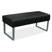 OfficeSource Big & Tall Bench with Silver Frame - 47-1/2"W - Black PU Leather
