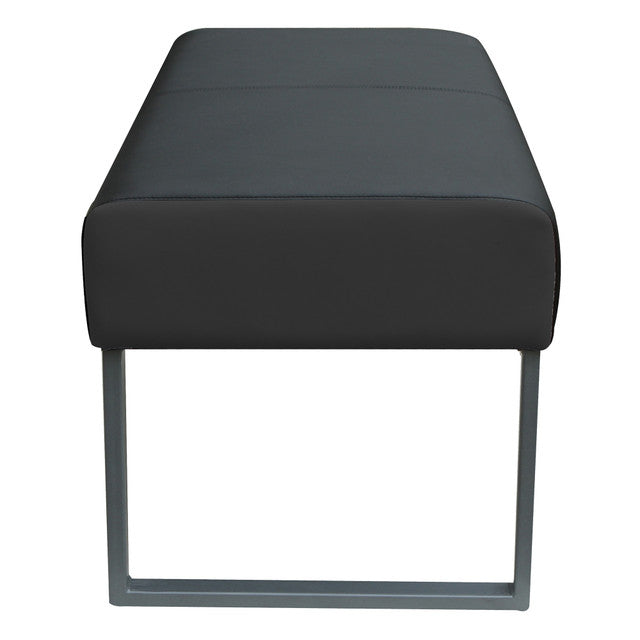 OfficeSource Big & Tall Bench with Silver Frame - 47-1/2"W - Black PU Leather