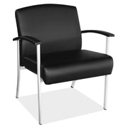 OfficeSource Big & Tall Guest Chair with Silver Frame - 26.44''W  X 34.69''H - Black PU Leather