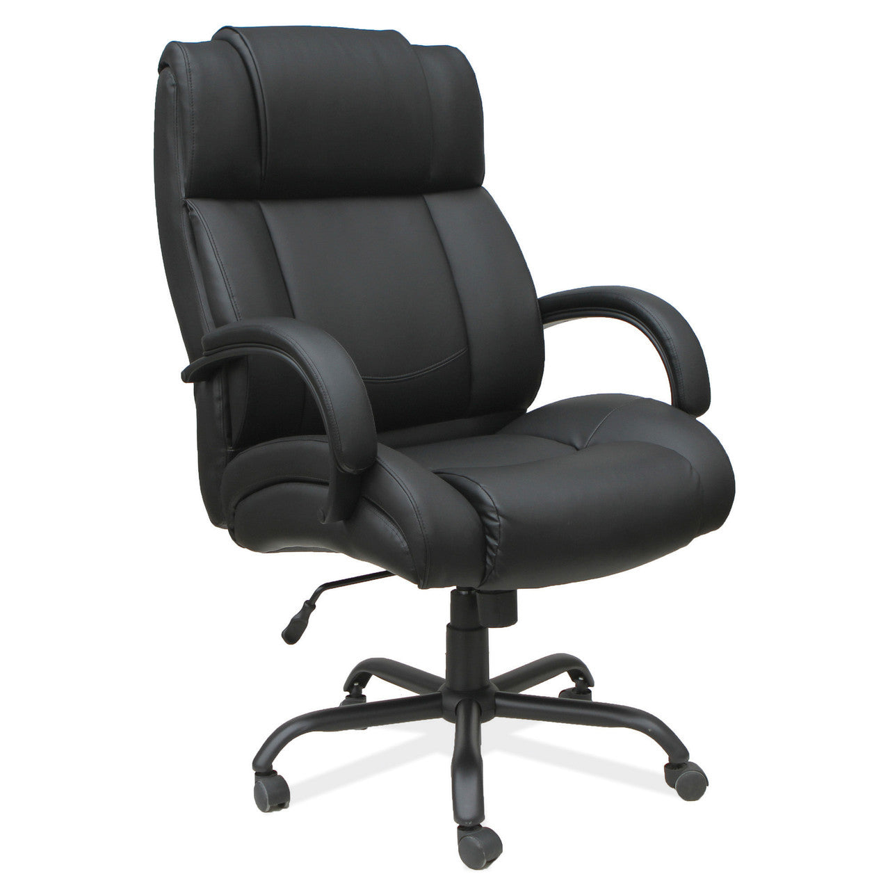 OfficeSource Big & Tall High Back Chair with Black Base - Black PU Leather