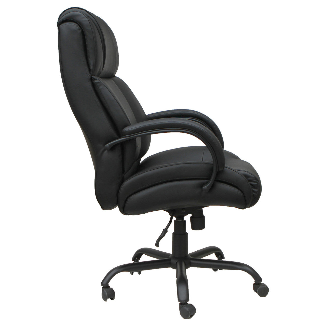 OfficeSource Big & Tall High Back Chair with Black Base - Black PU Leather