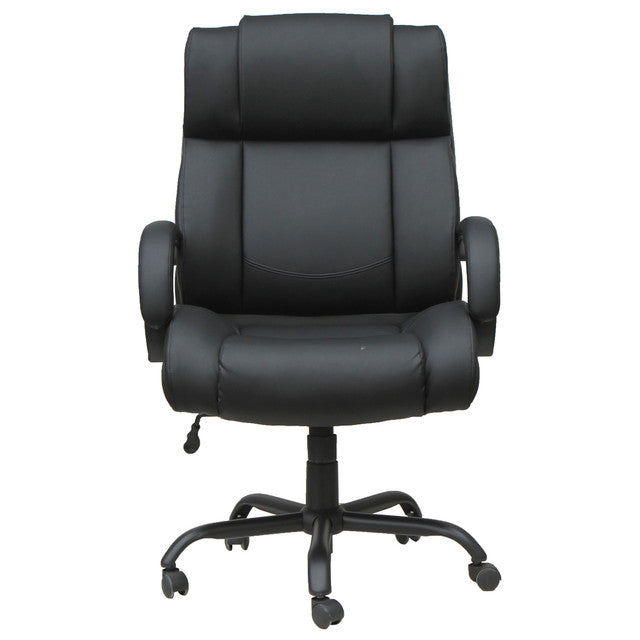 OfficeSource Big & Tall High Back Chair with Black Base - Black PU Leather