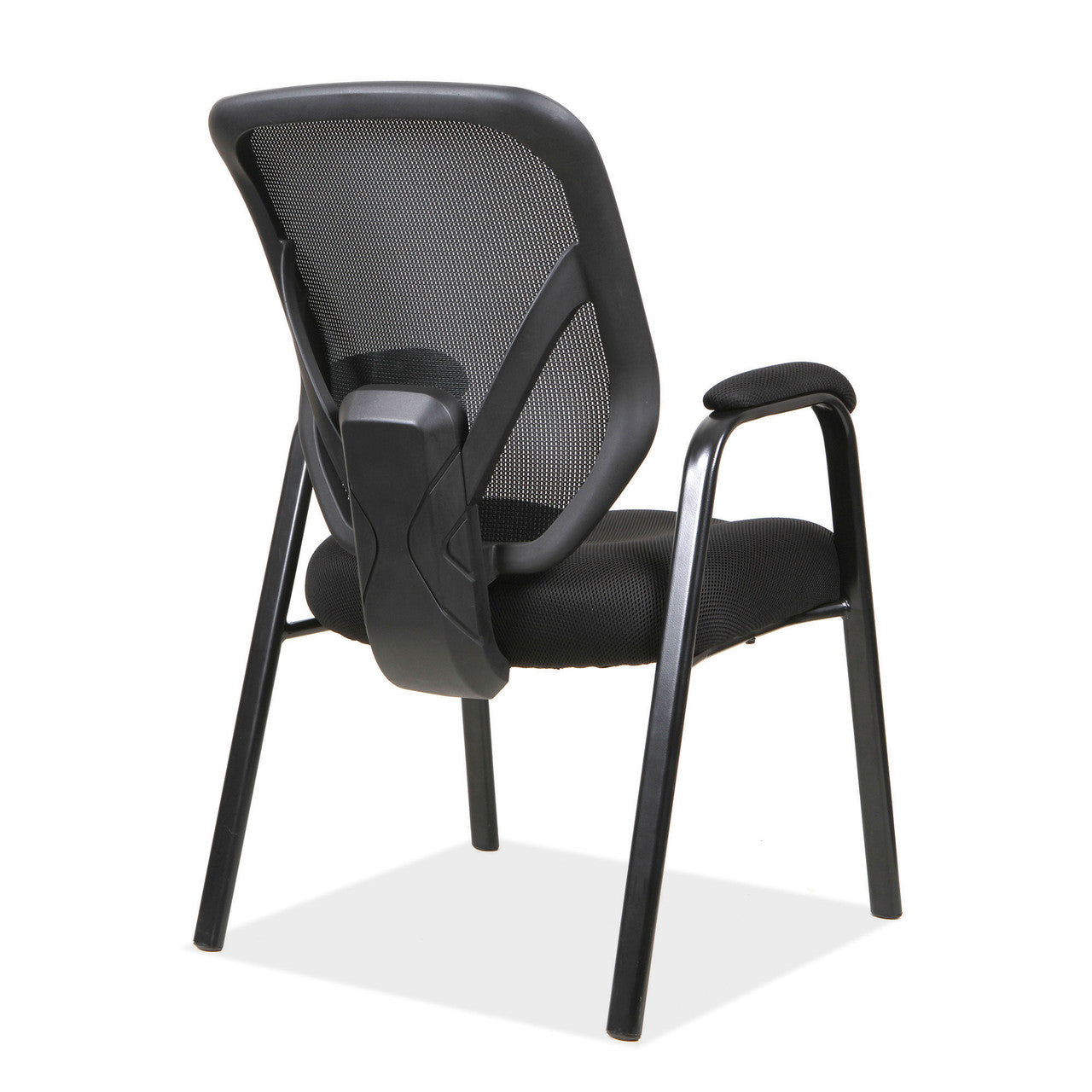OfficeSource Big & Tall Back Guest Chair with Arms and Black Frame - Black Seat with Black Mesh