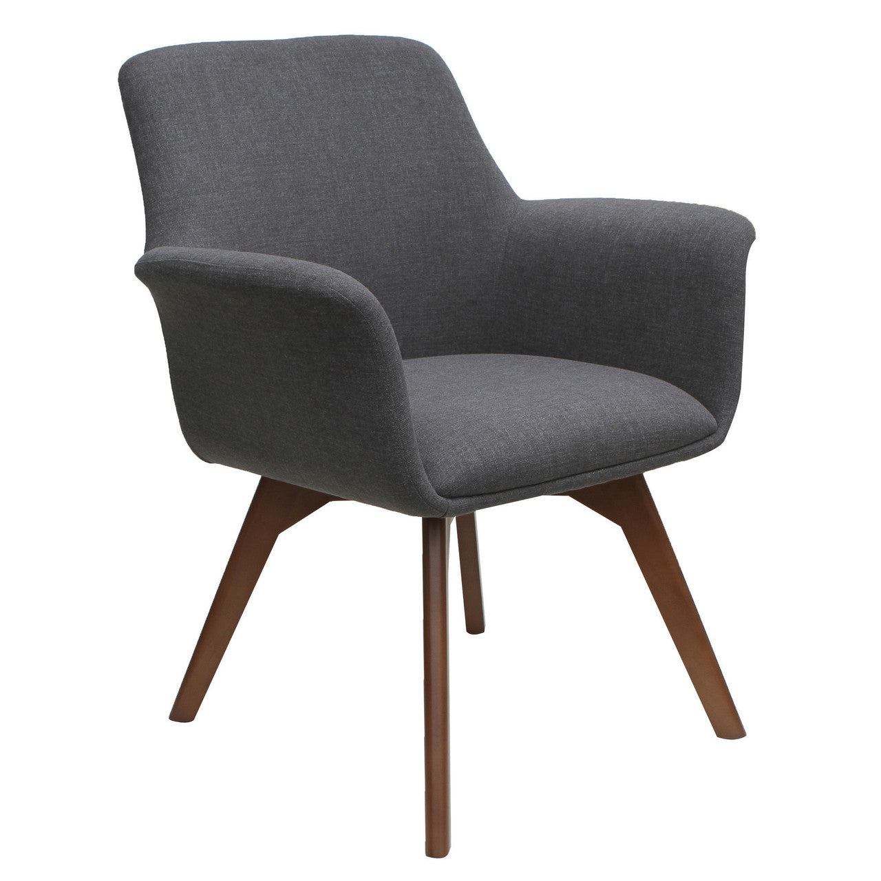 OfficeSource Bolster Mid Back Guest Chair with Wood Leg Base - Gray Linen