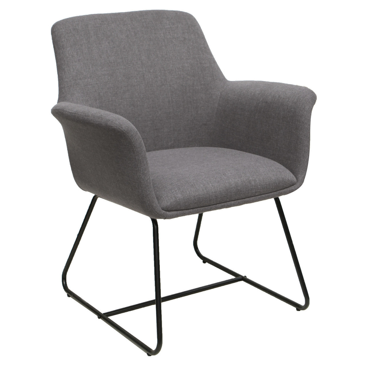OfficeSource Bolster Mid Back Guest Chair with Metal Sled Base - Gray Linen
