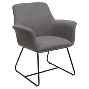 OfficeSource Bolster Mid Back Guest Chair with Metal Sled Base - Gray Linen