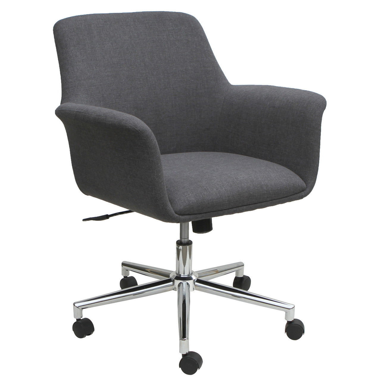 OfficeSource Bolster Mid Back Swivel Chair with 5 Star Chrome Base - Gray Linen